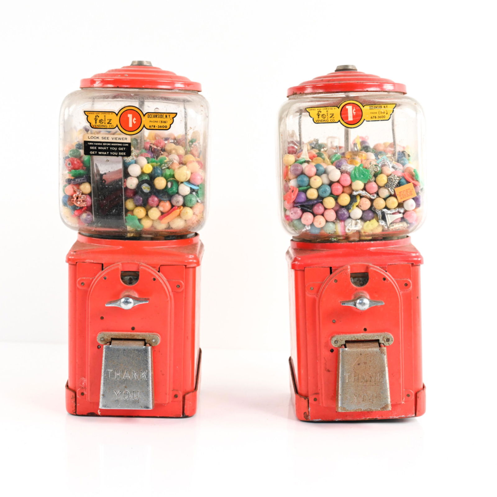 (2) PAIR OF ANTIQUE FOLZ GUMBALL MACHINES (1 of 12)