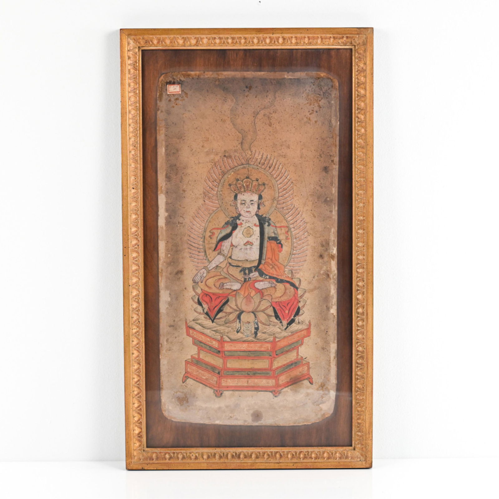 ANTIQUE CHINESE PAINTING ON BOARD SEATED BUDDHA (1 of 16)