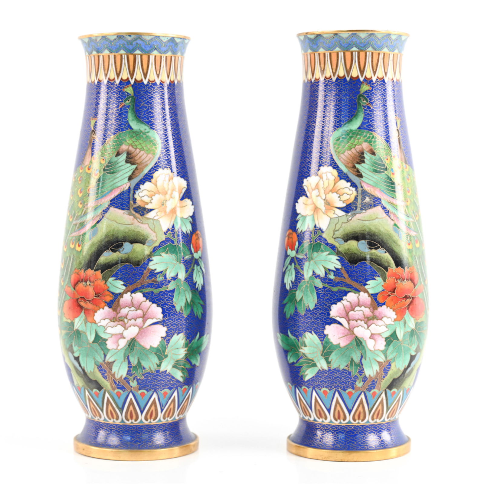 PAIR OF CHINESE JINGFA CLOISONNE VASES (1 of 17)