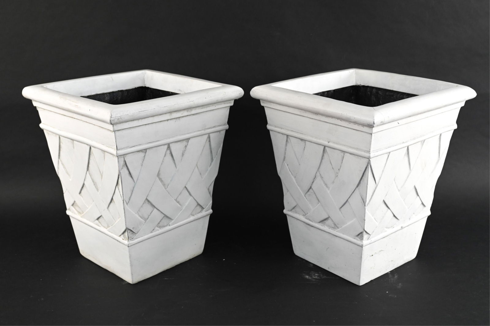 PAIR OF LARGE COMPOSITE PLANTERS (1 of 9)