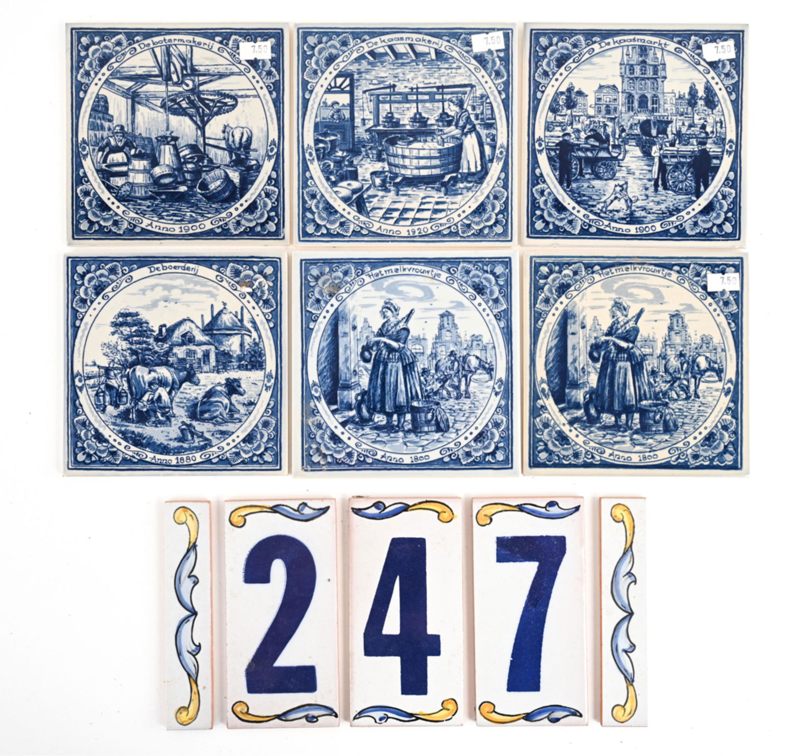 GROUPING OF PORCELAIN TILES INCL. DELFT (1 of 12)