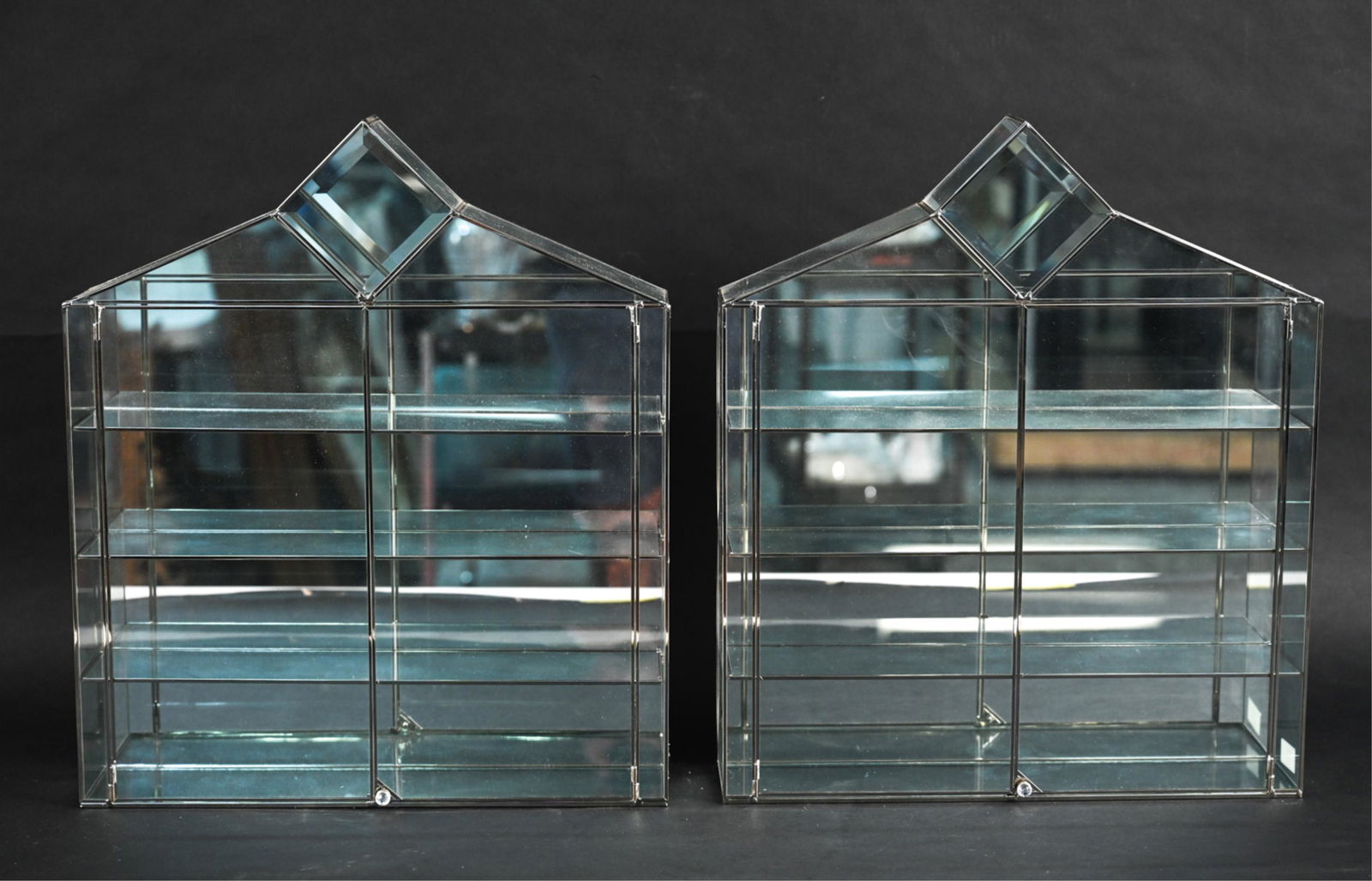 (2) MIRRORED WALL MOUNT DISPLAY CASES (1 of 8)