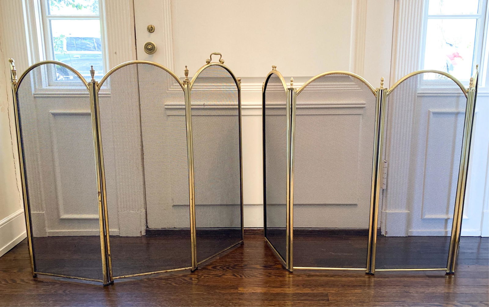 (2) CONTEMPORARY BRASS FIRE SCREENS (1 of 9)