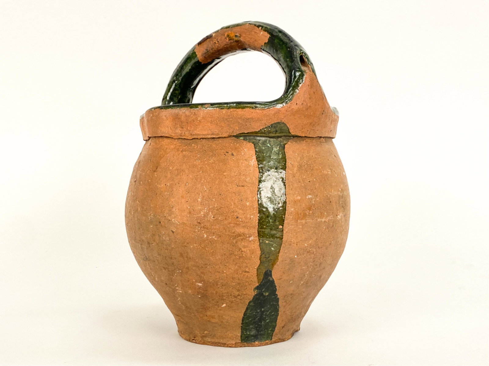 FRENCH ANTIQUE GLAZED REDWARE POTTERY PORT-DINER (1 of 10)