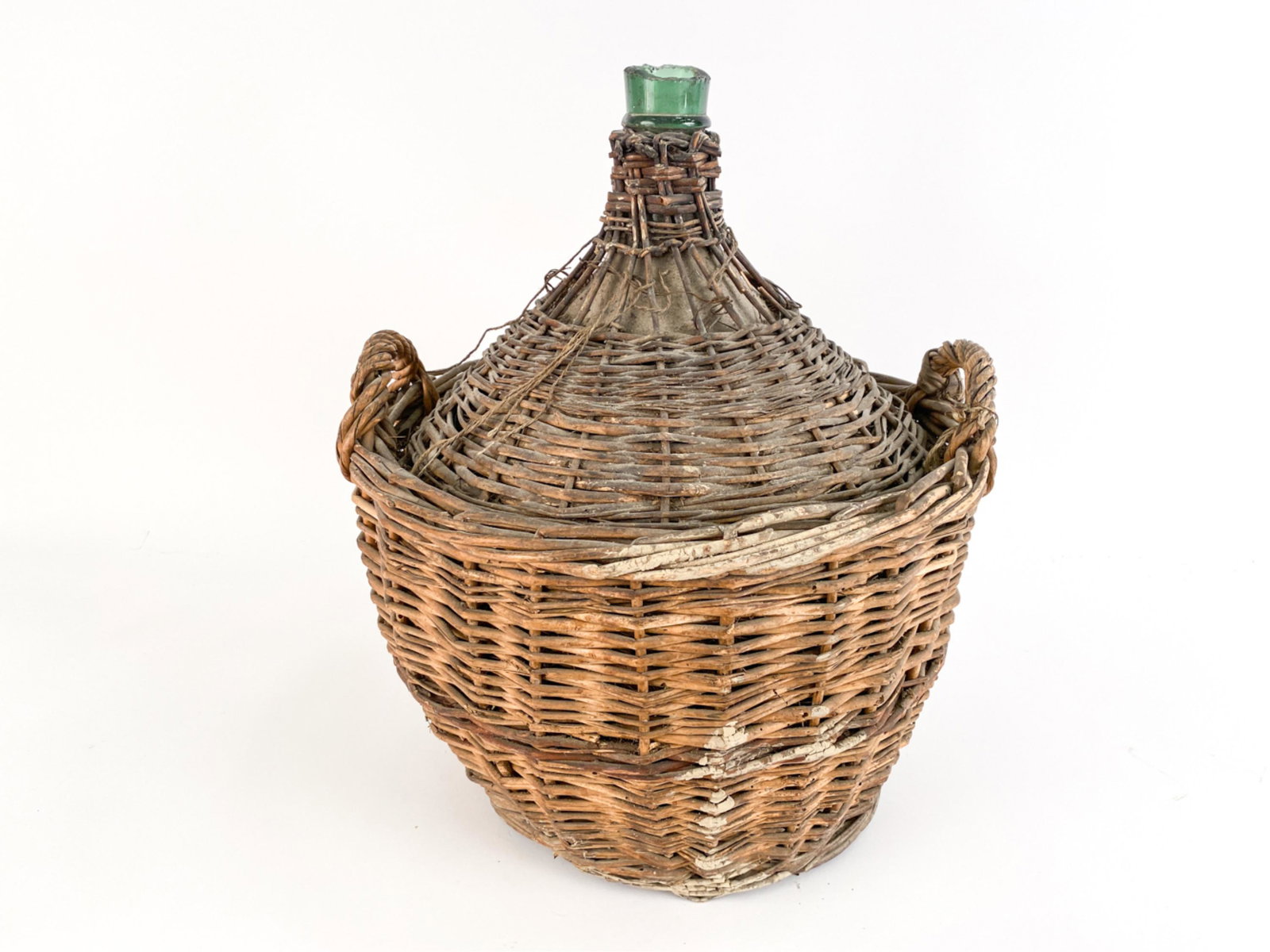 18TH C. FRENCH GLASS RATTAN BURGUNDY DEMIJOHN (1 of 12)