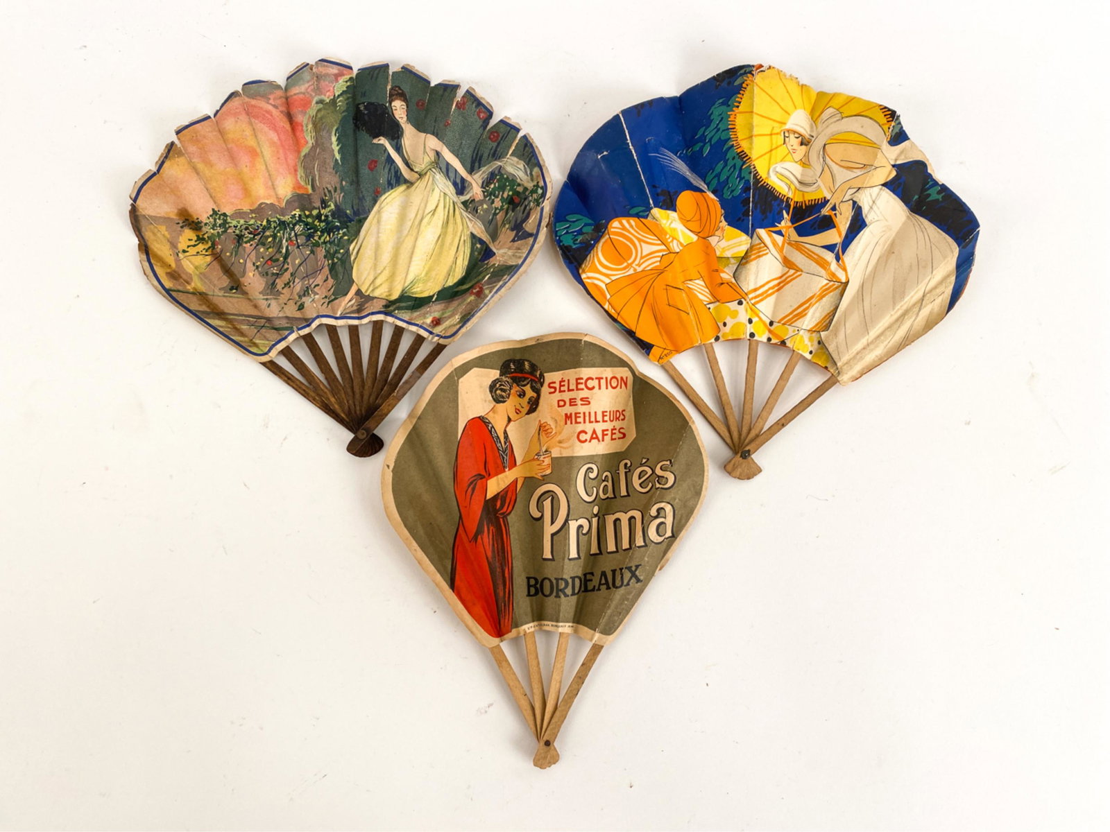 GROUPING OF FRENCH ADVERTISING FANS (1 of 9)