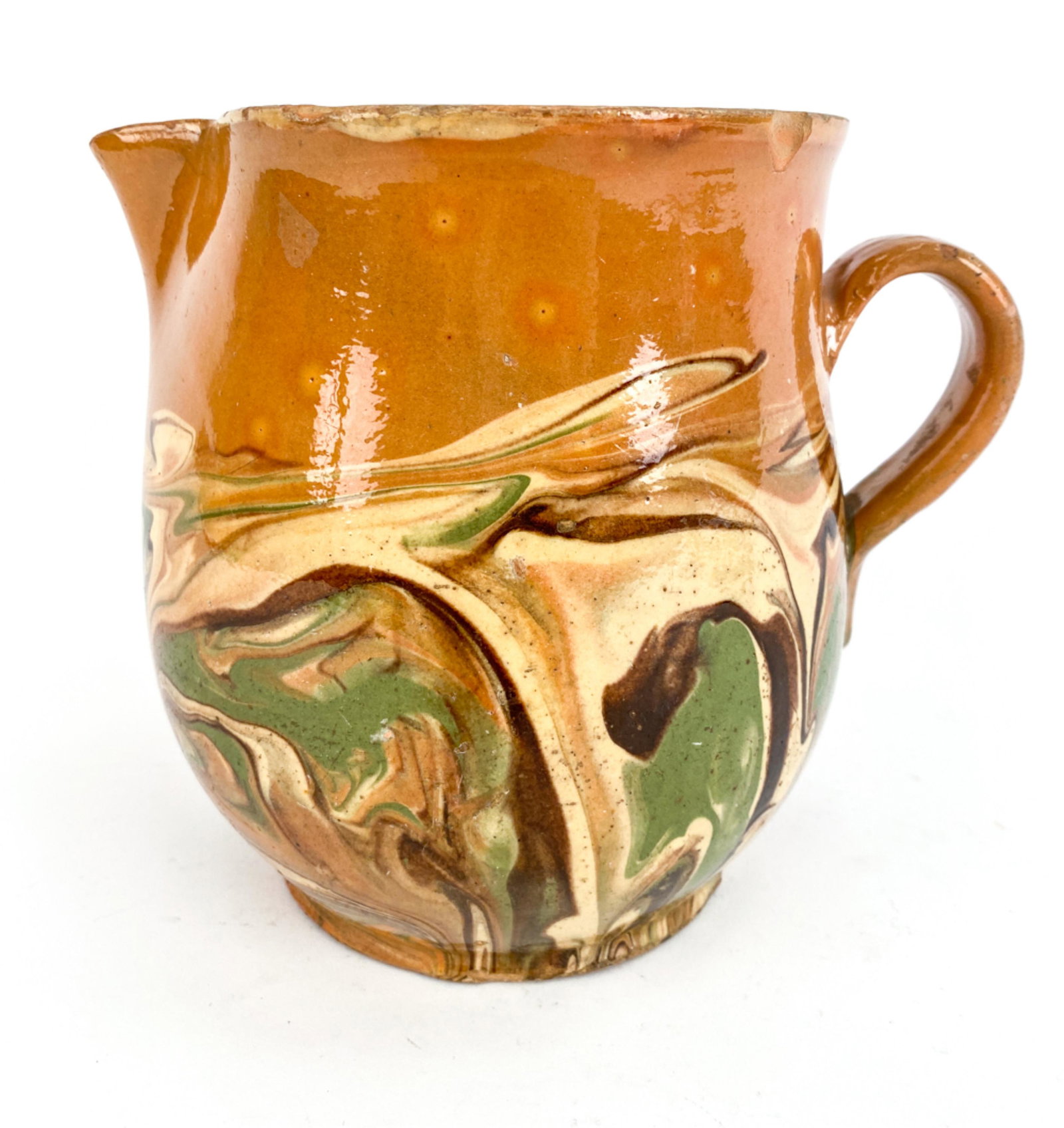 FRENCH ANTIQUE JASPE GLAZED PITCHER (1 of 7)
