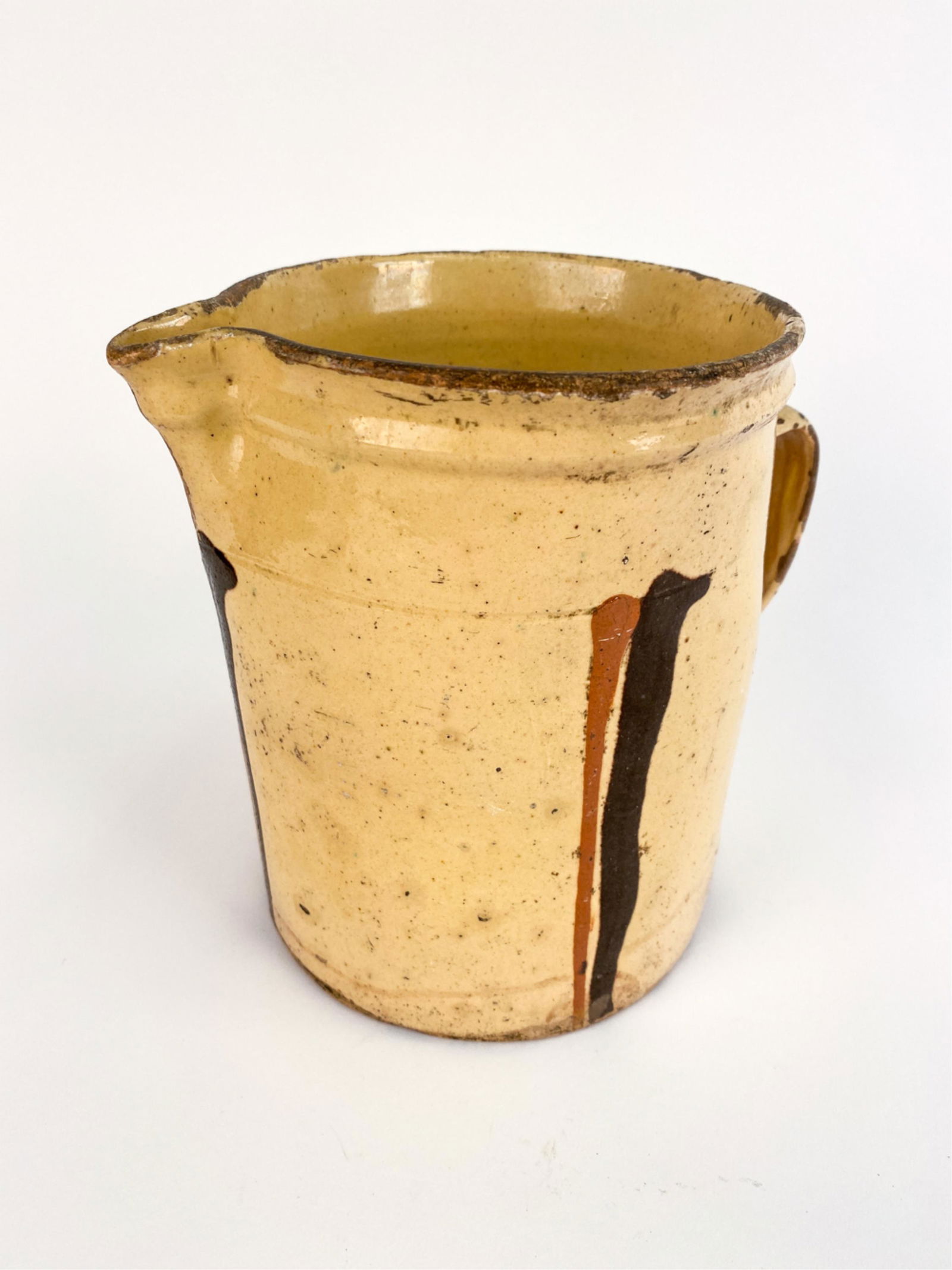 FRENCH ANTIQUE GLAZED POTTERY PITCHER (1 of 9)