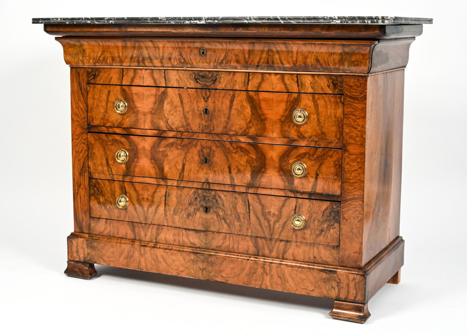 ANTIQUE EMPIRE MARBLE TOP CHEST OF DRAWERS (1 of 18)
