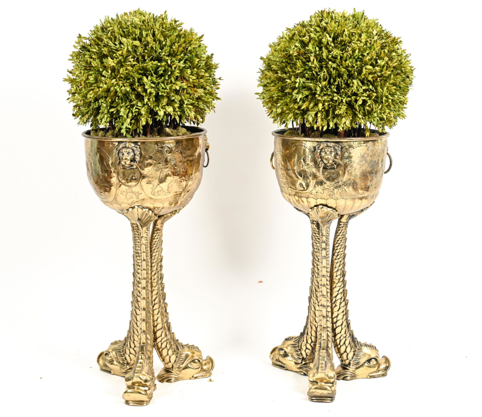 PAIR OF REGENCY-STYLE DOLPHIN PEDESTAL PLANTERS (1 of 18)