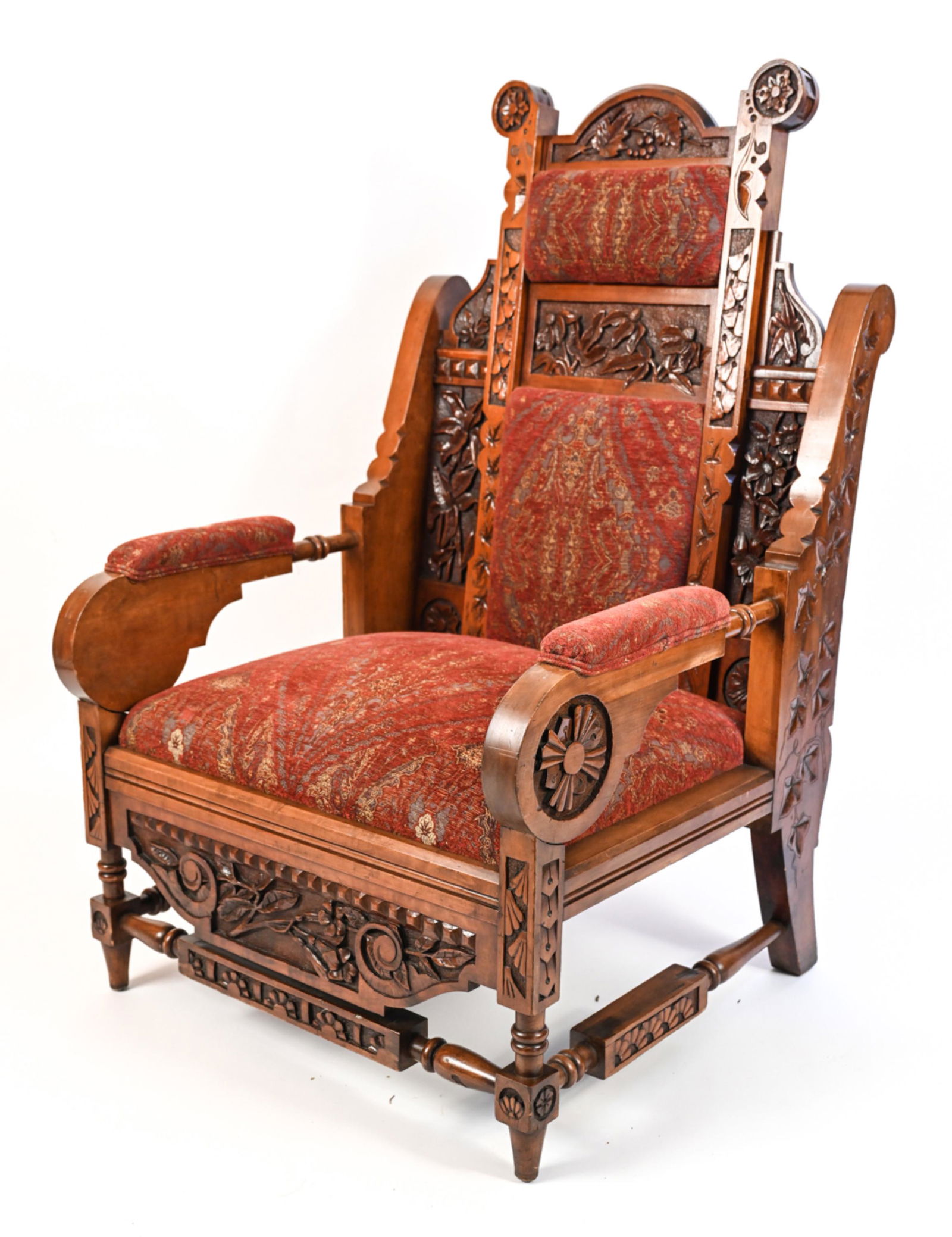 EXTENSIVELY CARVED VICTORIAN THRONE ARMCHAIR (1 of 16)