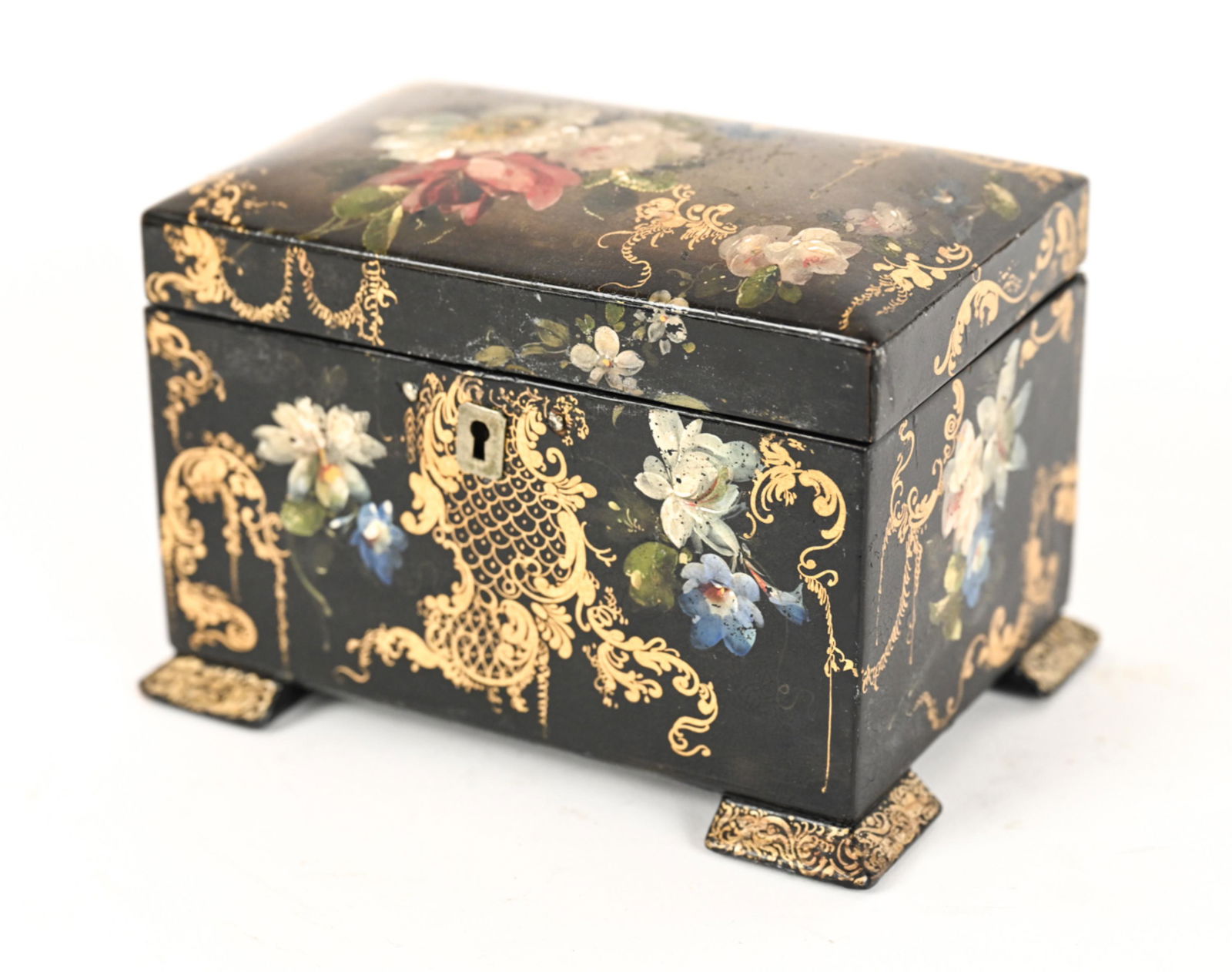 ANTIQUE VICTORIAN LACQUER TEA CADDY (1 of 12)