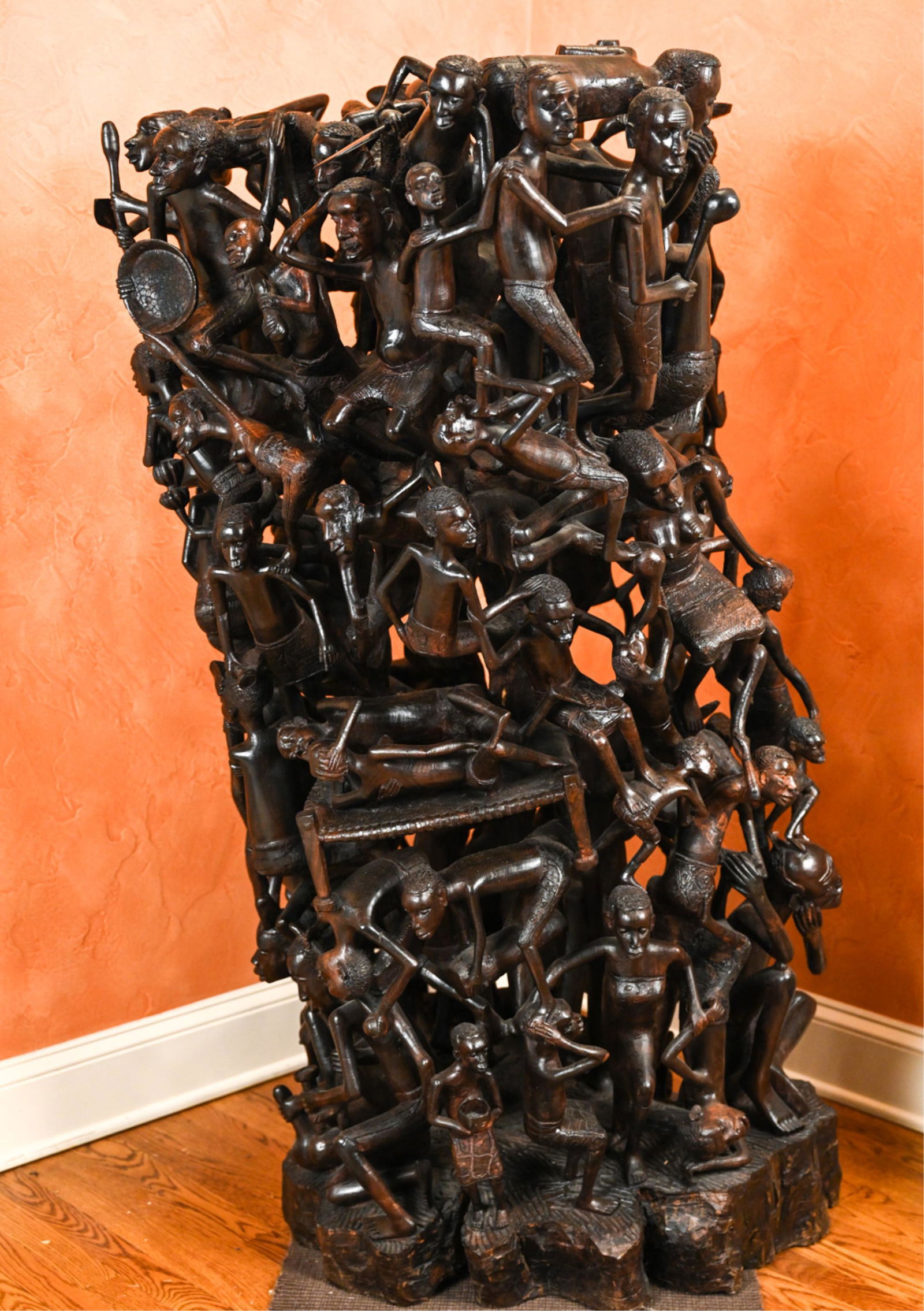 LARGE AFRICAN CARVED WOOD FIGURAL SCULPTURE (1 of 20)