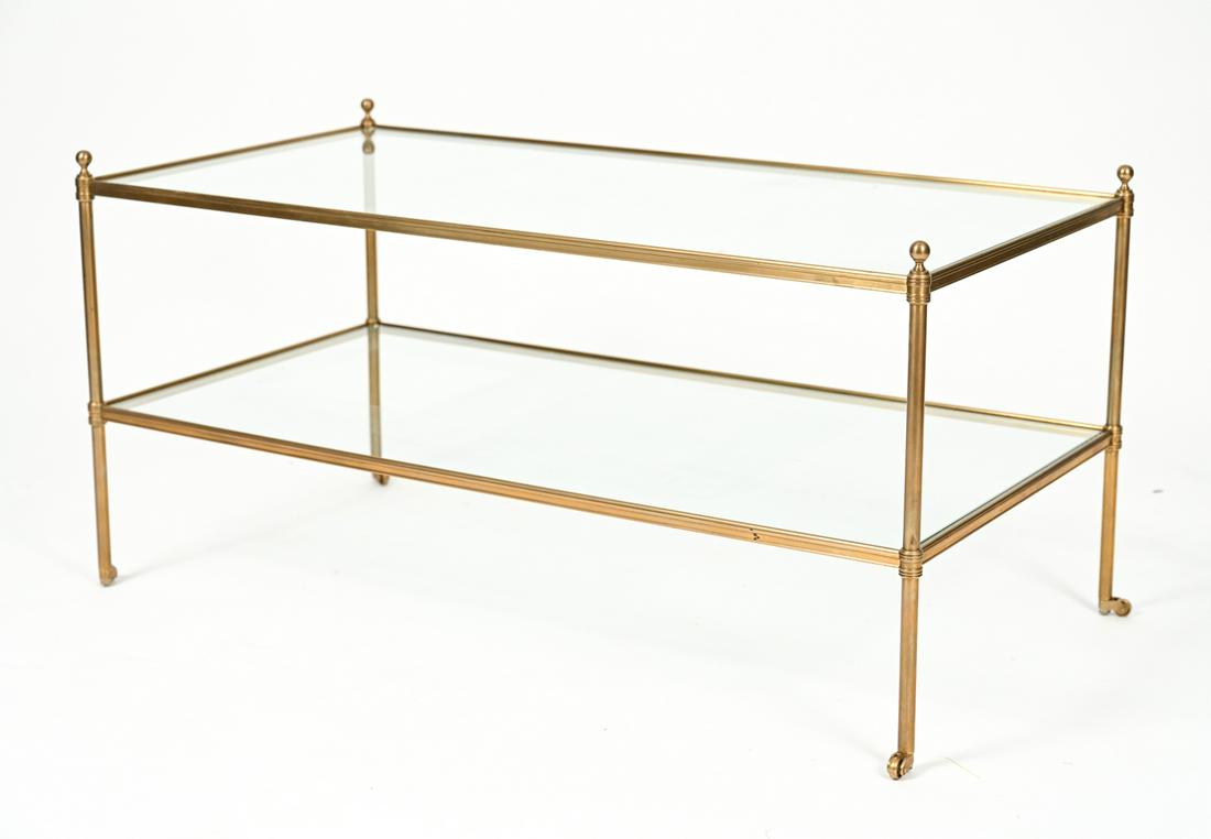 BRASS AND GLASS TWO TIER COFFEE TABLE (1 of 6)