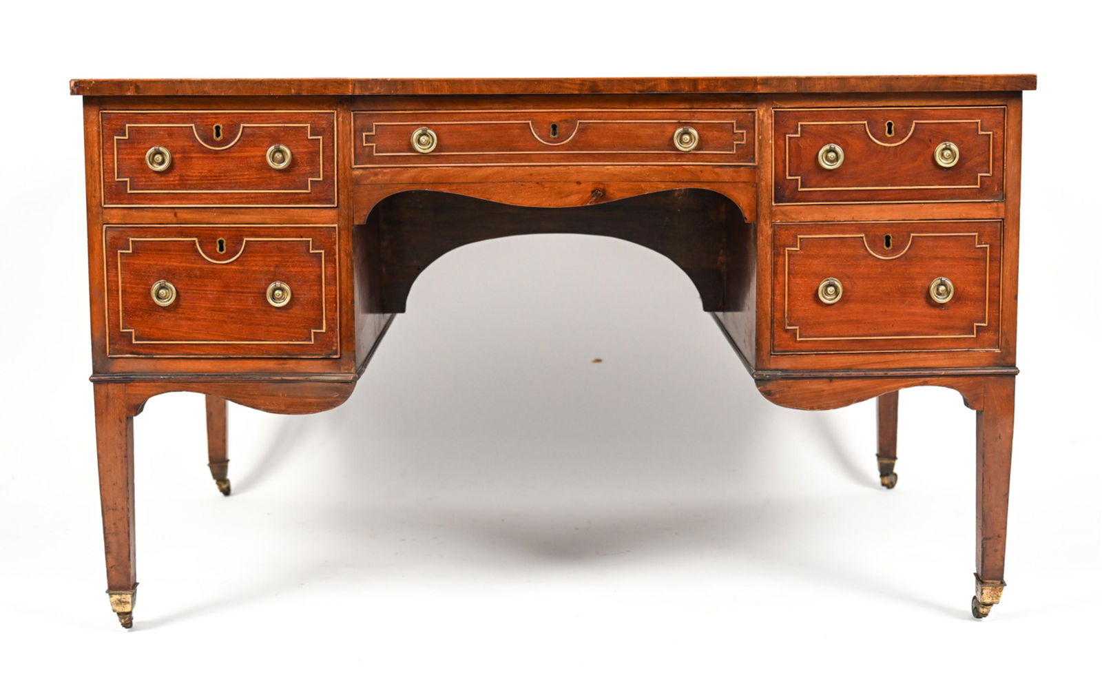ANTIQUE LOUIS XVI-STYLE LEATHER TOP PARTNERS DESK (1 of 16)