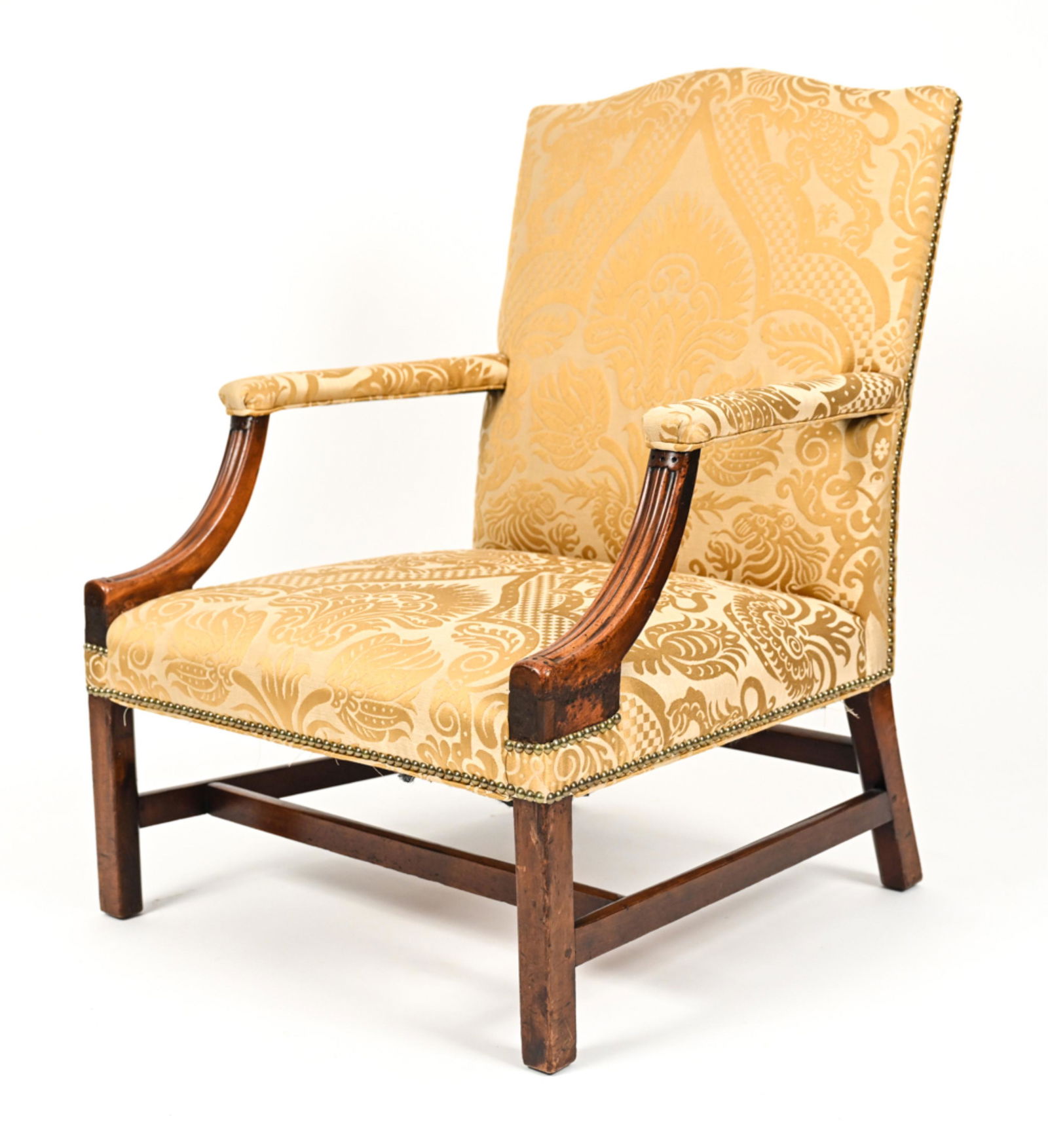ANTIQUE GEORGE III-STYLE GAINSBOROUGH ARMCHAIR (1 of 12)