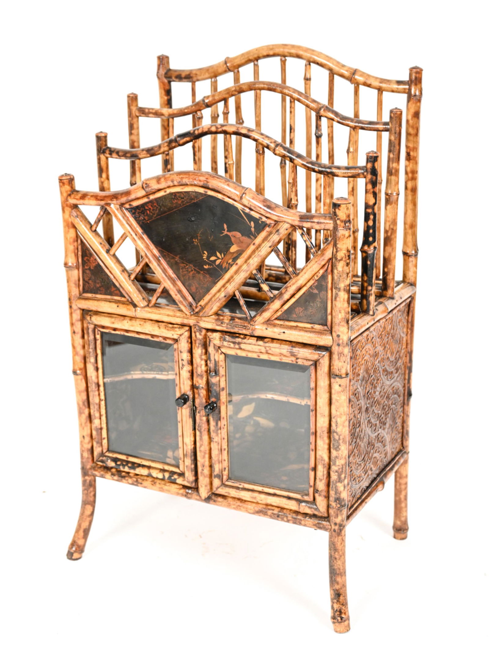 LARGE CHINOISERIE BAMBOO MAGAZINE RACK CABINET (1 of 9)