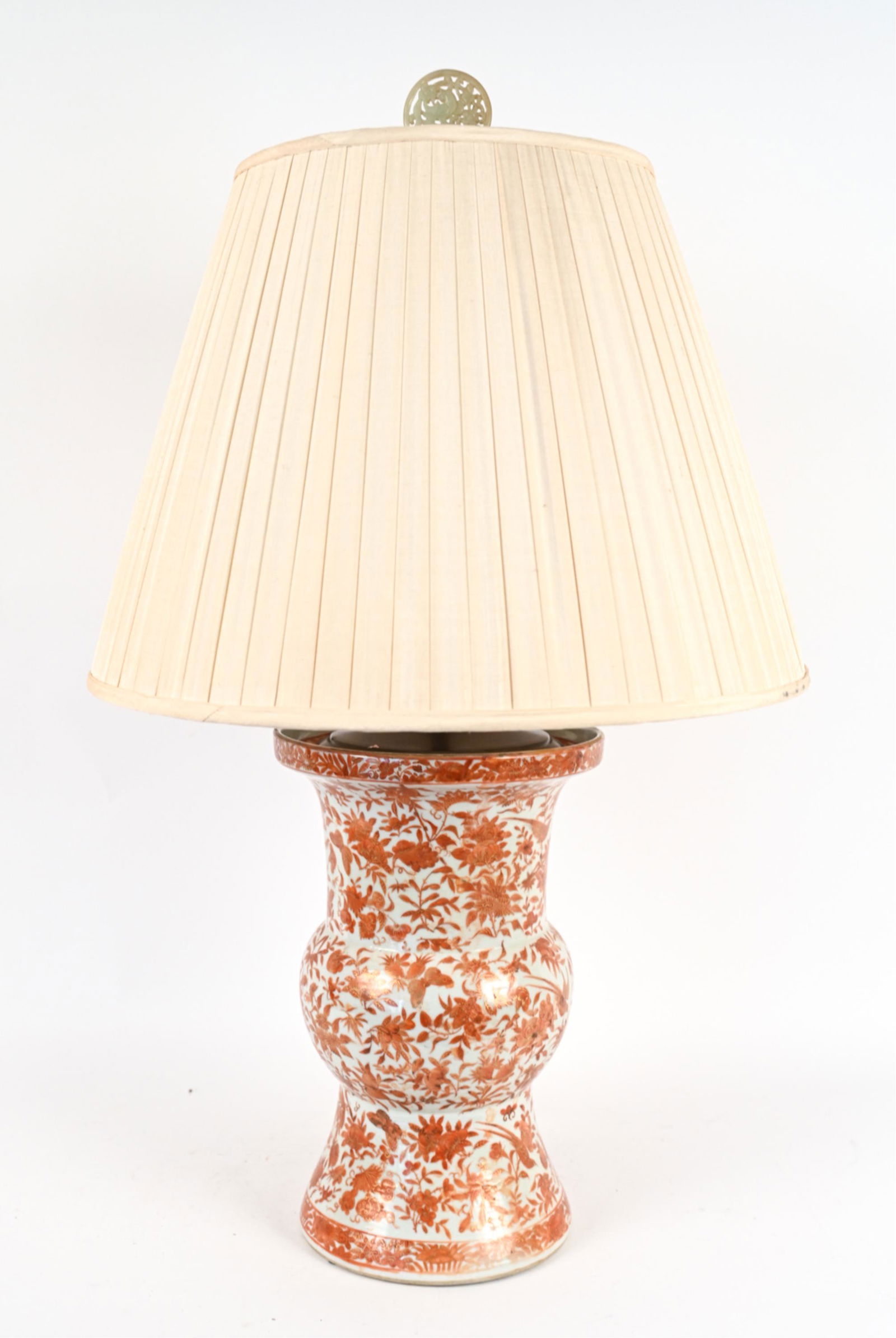 19TH C. CHINESE PORCELAIN IRON-RED GILT VASE LAMP (1 of 13)
