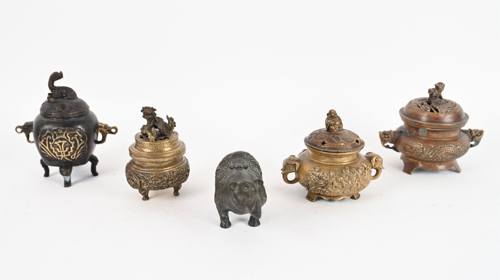 GROUPING OF CHINESE BRASS & BRONZE CENSERS (1 of 20)