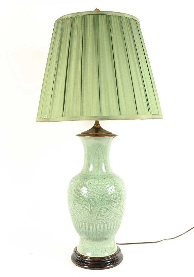 CHINESE CELADON PORCELAIN VASE AS LAMP (1 of 10)