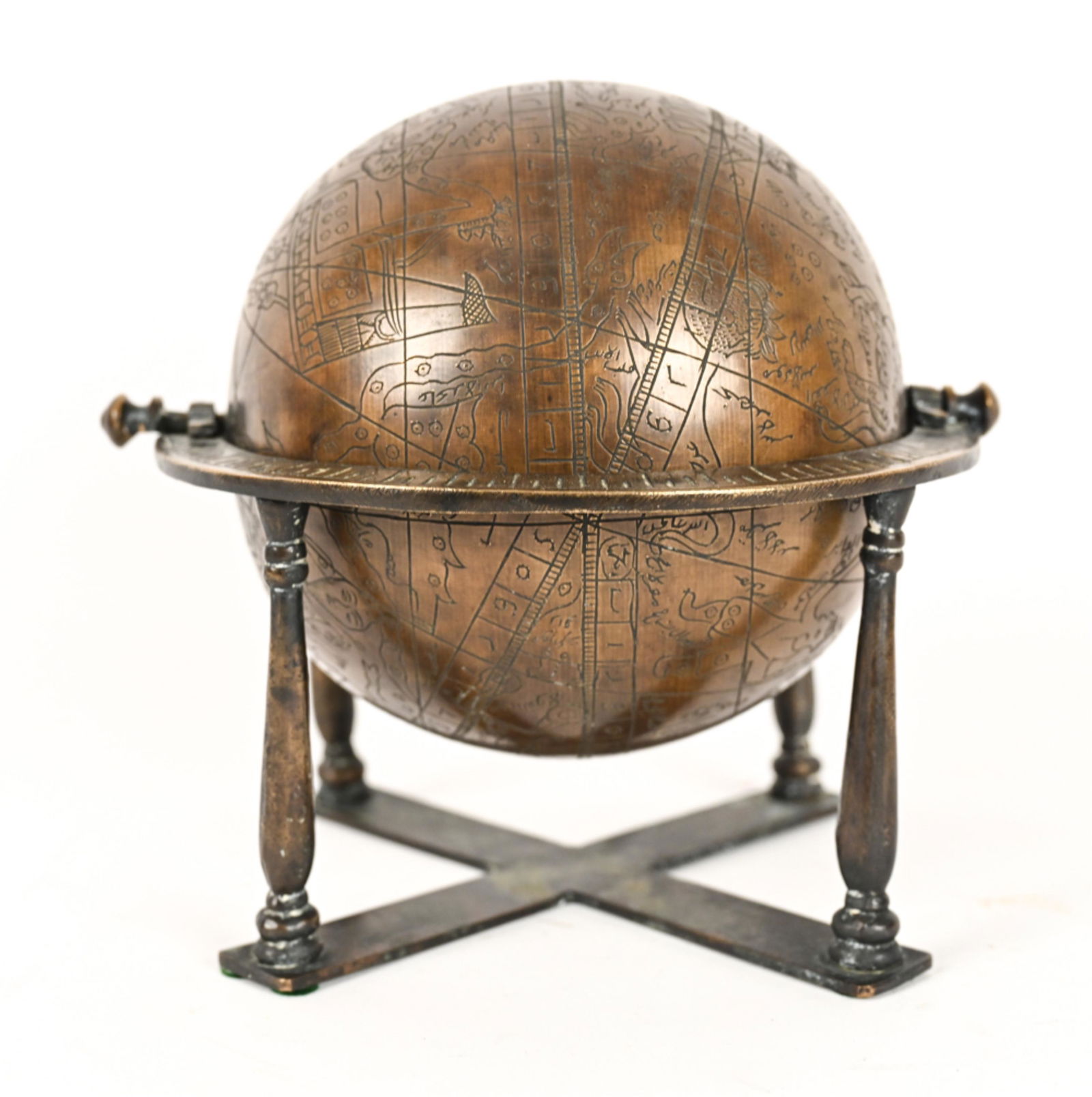 DECORATIVE PATINATED BRASS GLOBE (1 of 11)