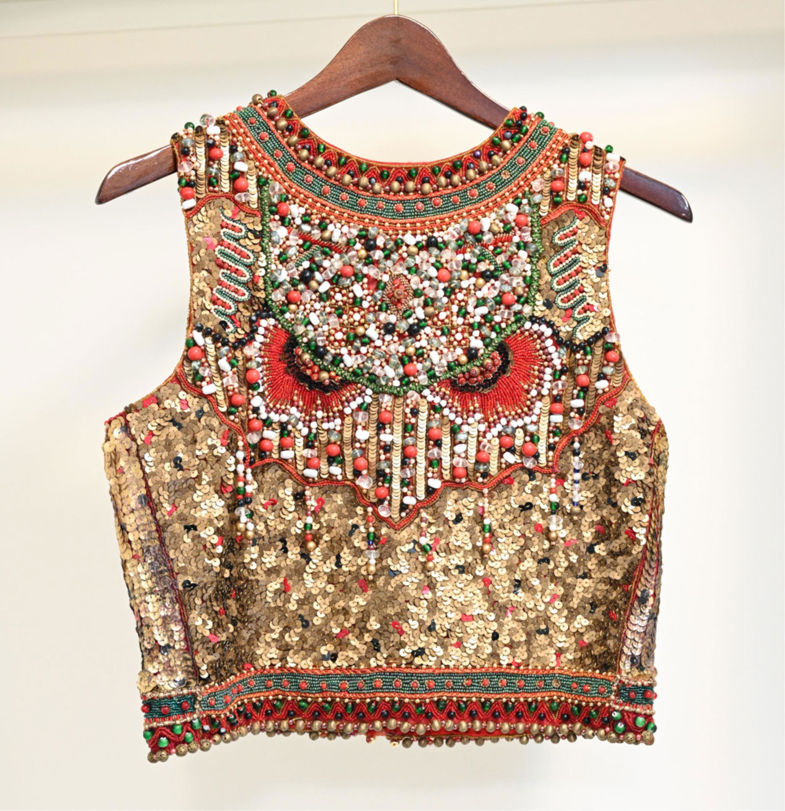 JANINE DRAY COUTURE BEADED SEQUIN CROPPED BLOUSE (1 of 12)