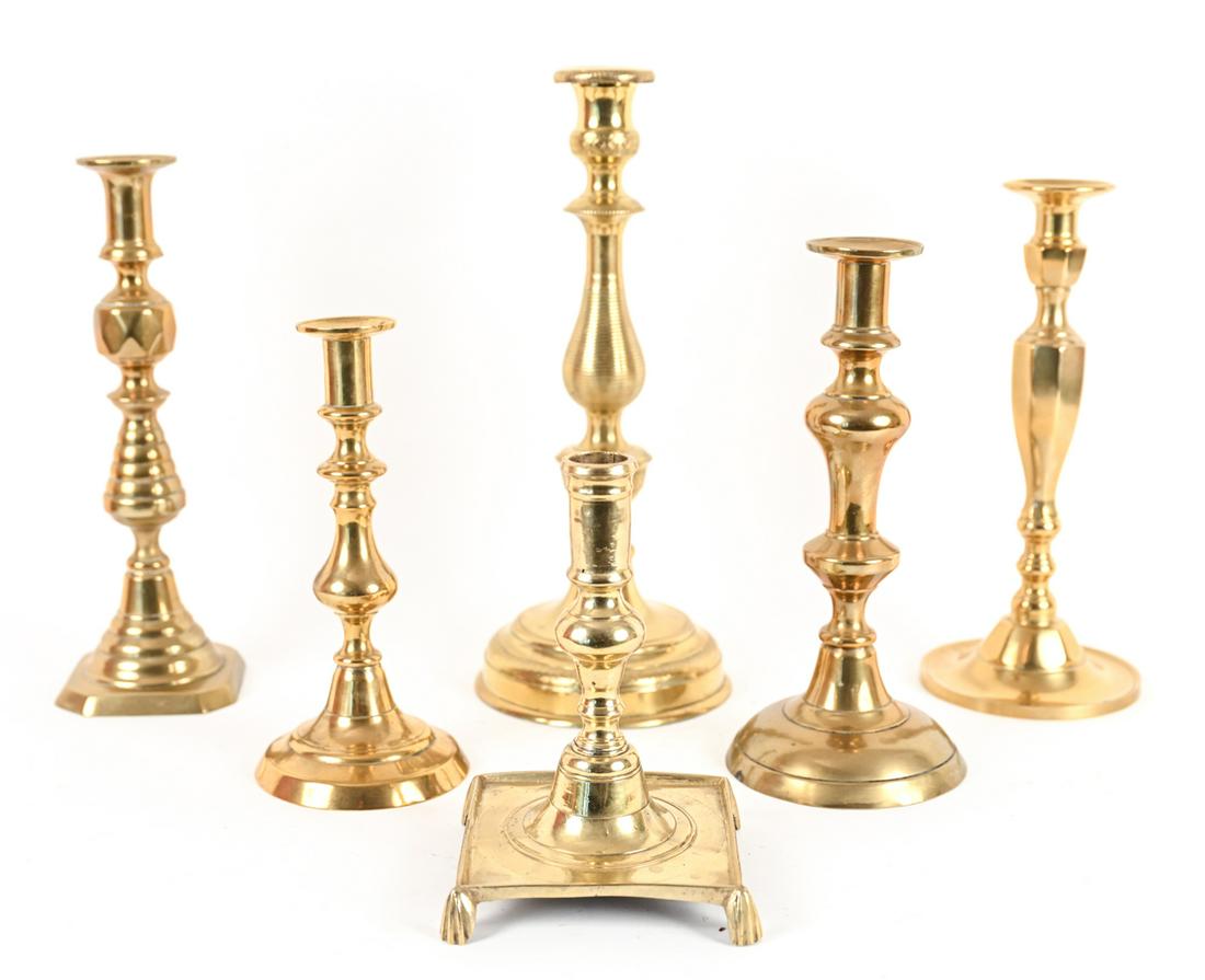 (6) ANTIQUE & VINTAGE BRASS CANDLESTICKS (1 of 14)