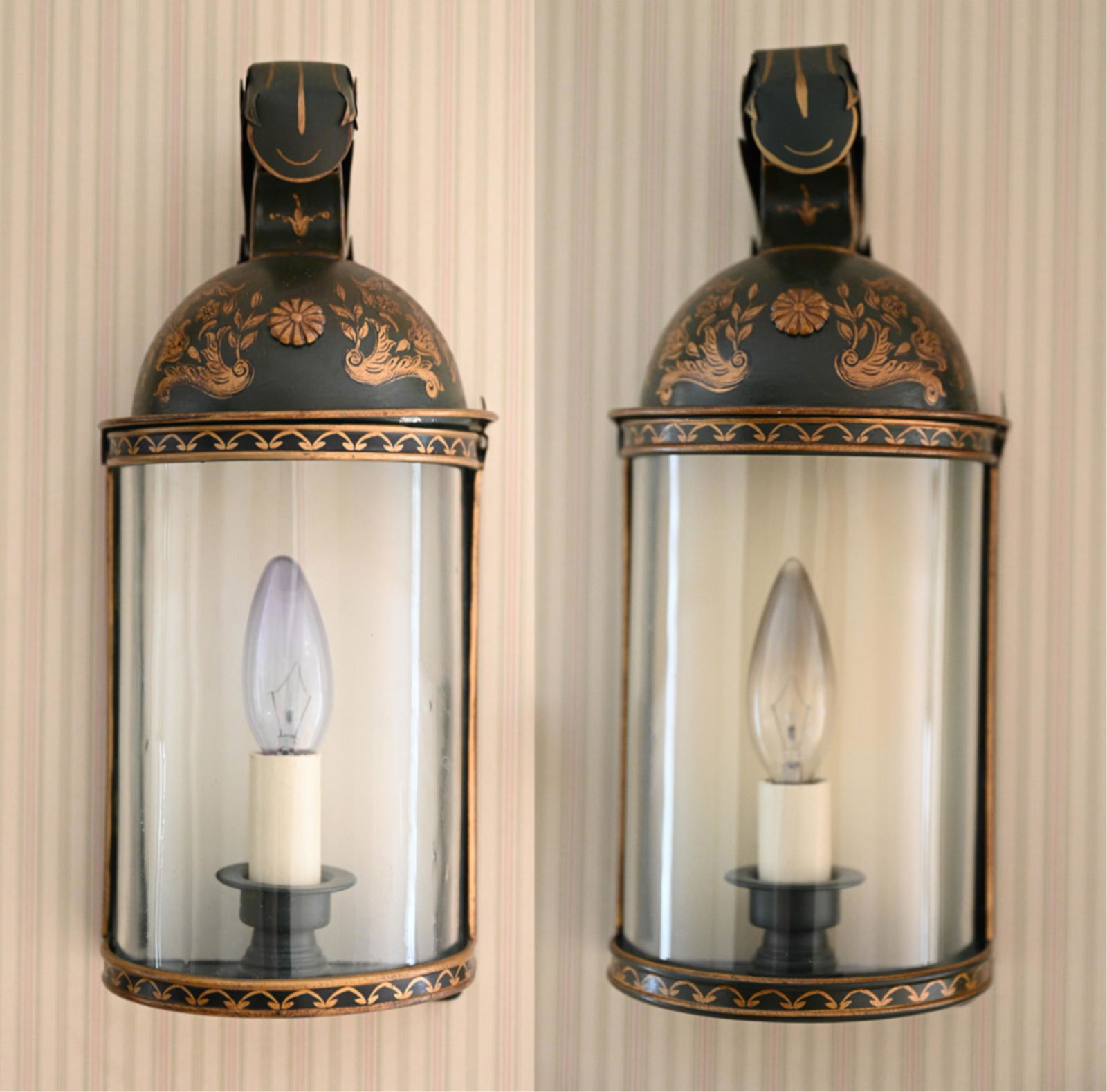 PAIR OF CONTEMPORARY TOLE LANTERN SCONCES (1 of 12)
