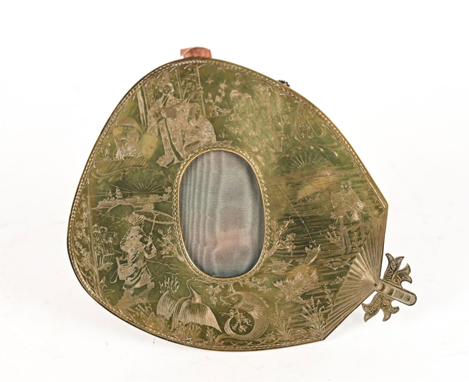 VINTAGE JAPANESE-MOTIF ETCHED BRASS PICTURE FRAME (1 of 7)