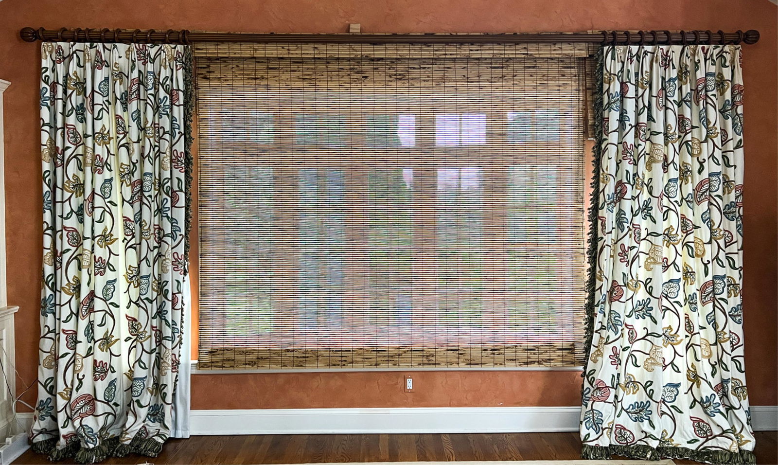 INDIAN CREWELWORK CURTAINS & BAMBOO SHADES (1 of 6)