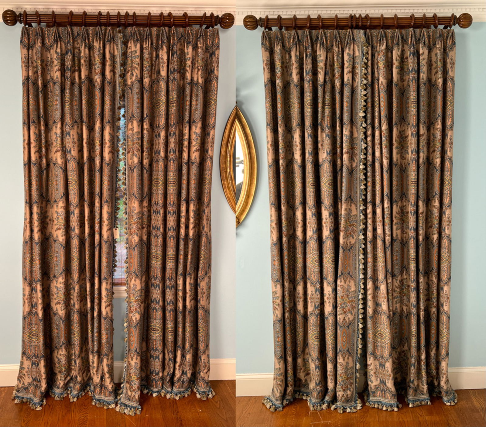 (2) PAIRS OF DRAPES WITH BAMBOO SHADE AND VALENCE (1 of 5)