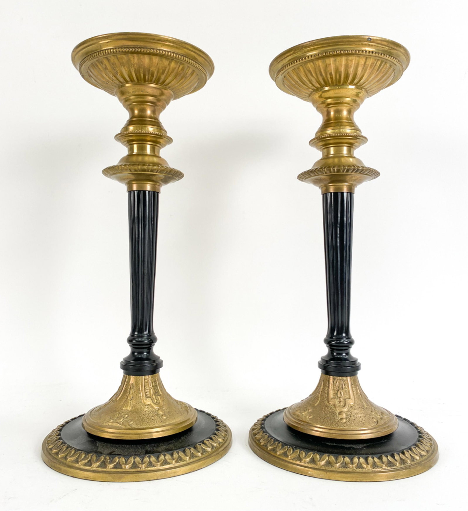 PAIR OF LATE 19TH C. EMPIRE-STYLE CANDLESTICKS (1 of 8)