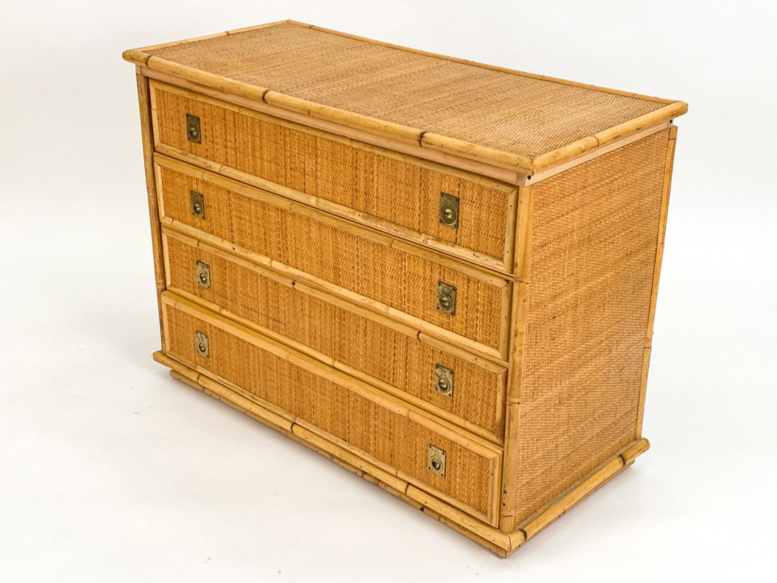 MID-CENTURY WICKER & RATTAN CHEST OF DRAWERS (1 of 12)