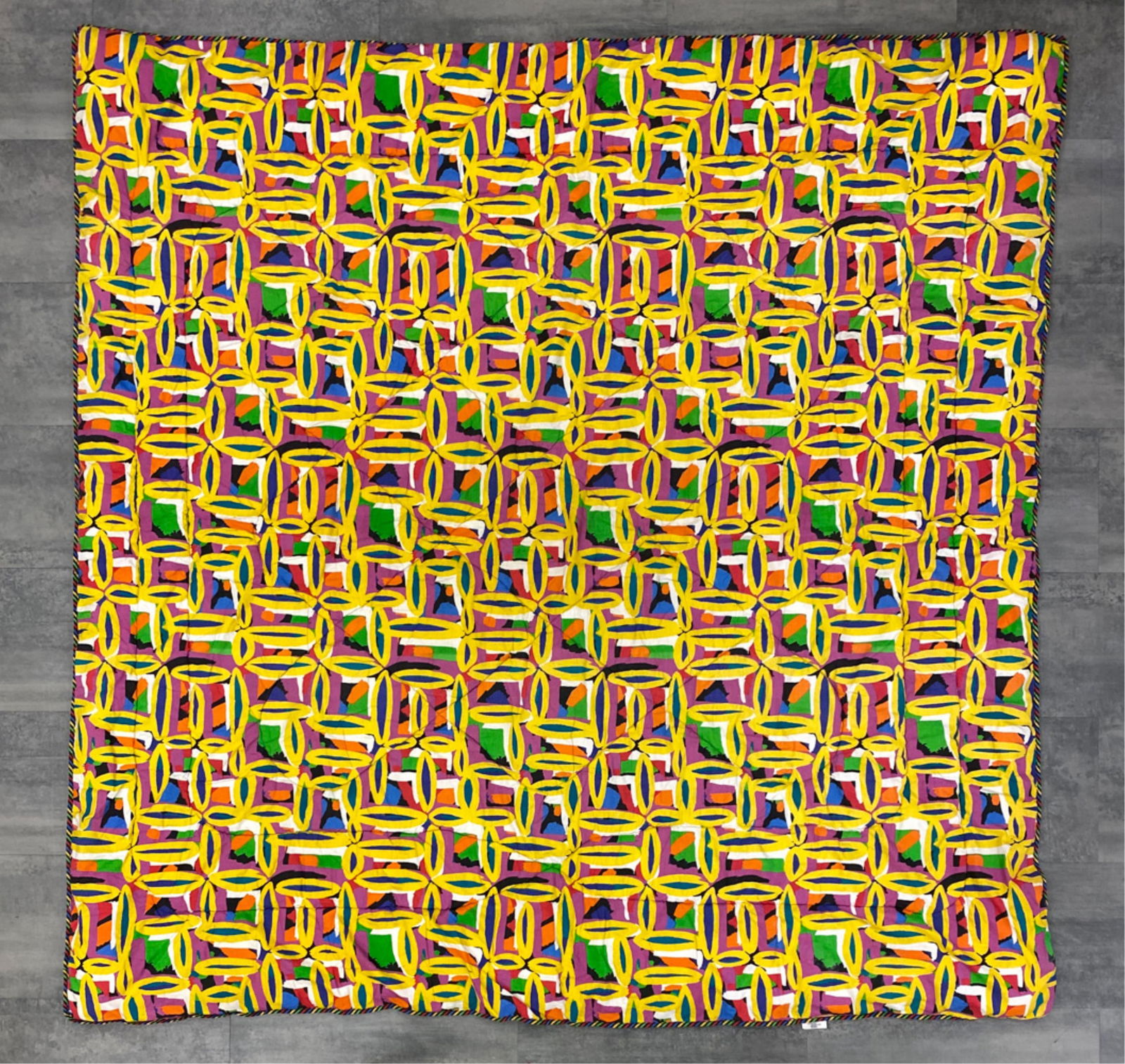 VINTAGE MISSONI QUILT: Made in Italy T&J Vestor, c. 1980. With label. Dimensions: L 79" x W 79" Condition: No damage, lightly used.