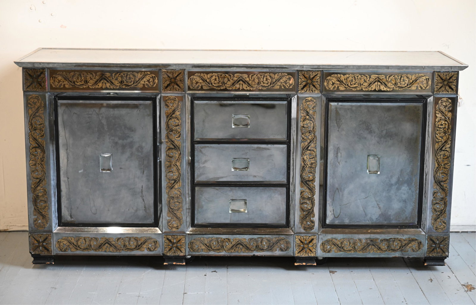 MANNER OF MAISON JANSEN EGLOMISE MIRROR SIDEBOARD (1 of 20)