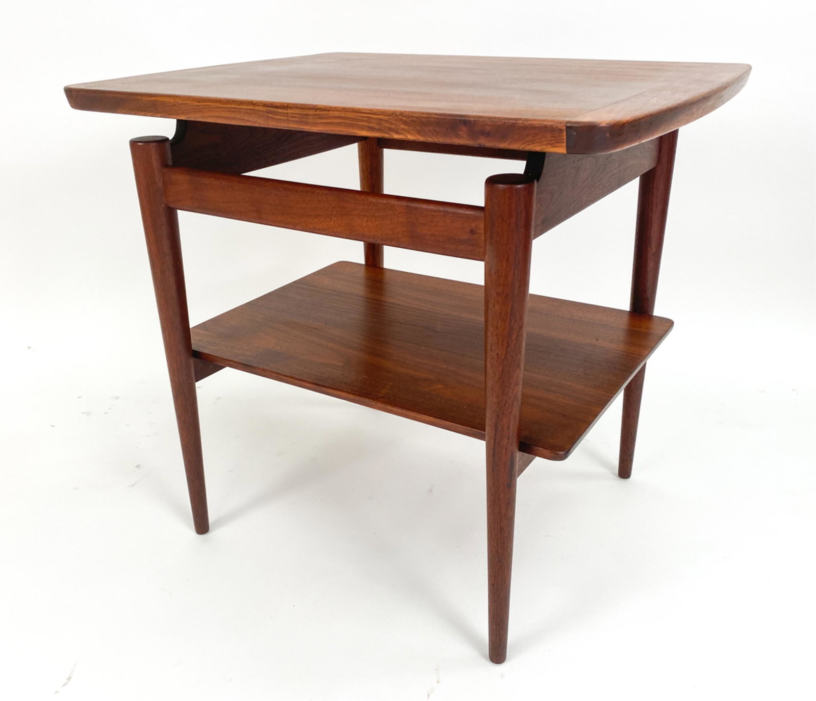 JENS RISOM WALNUT END TABLE WITH SHELF (1 of 10)