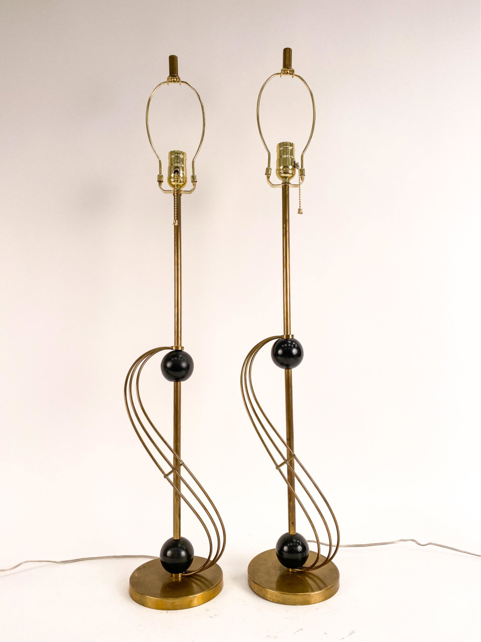 PAIR FREDERICK WEINBERG STYLE BRASS LAMPS (1 of 15)