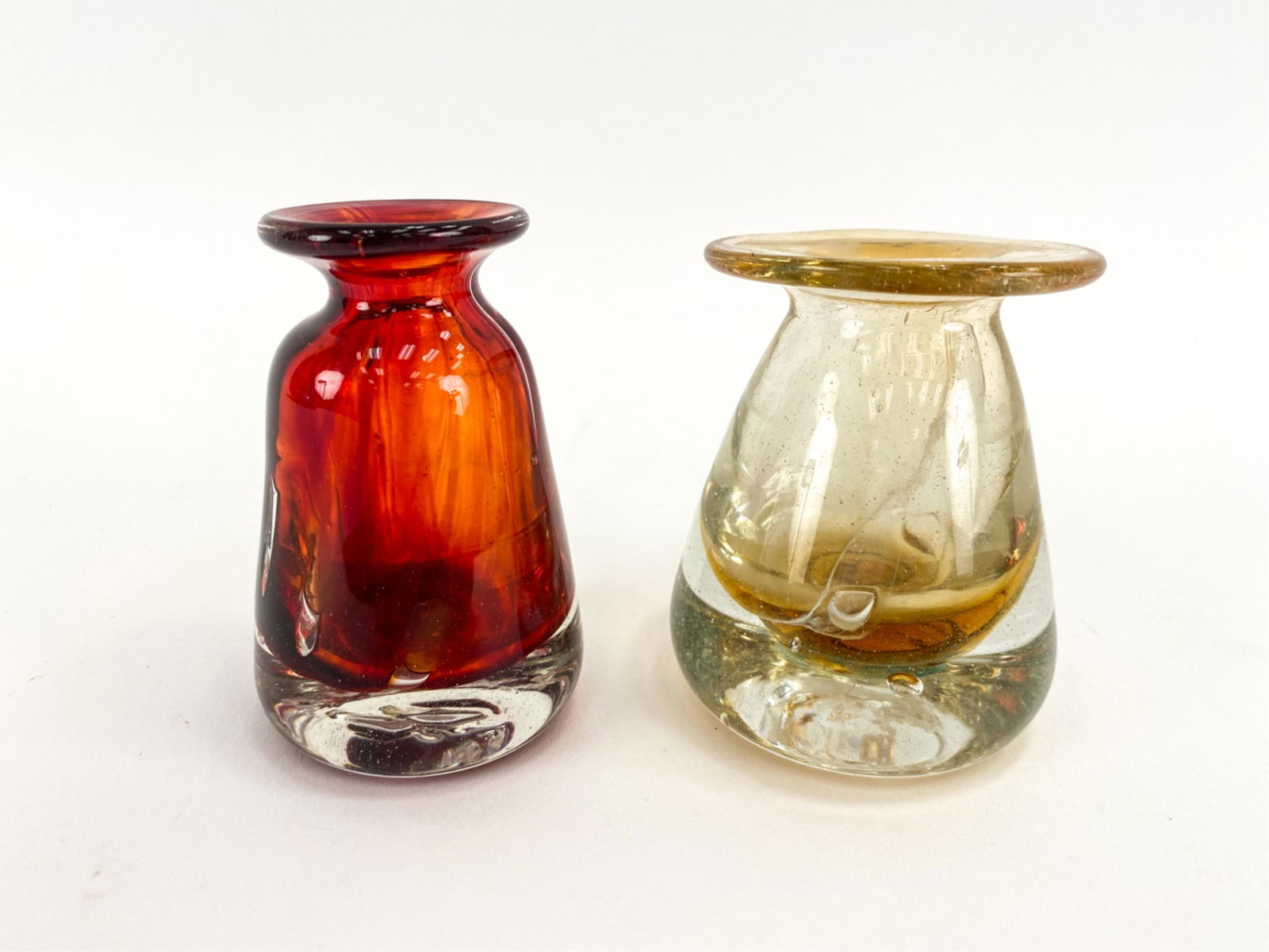 (2) SIGNED JULIE PIEROT 70S STUDIO ART GLASS VASES (1 of 9)