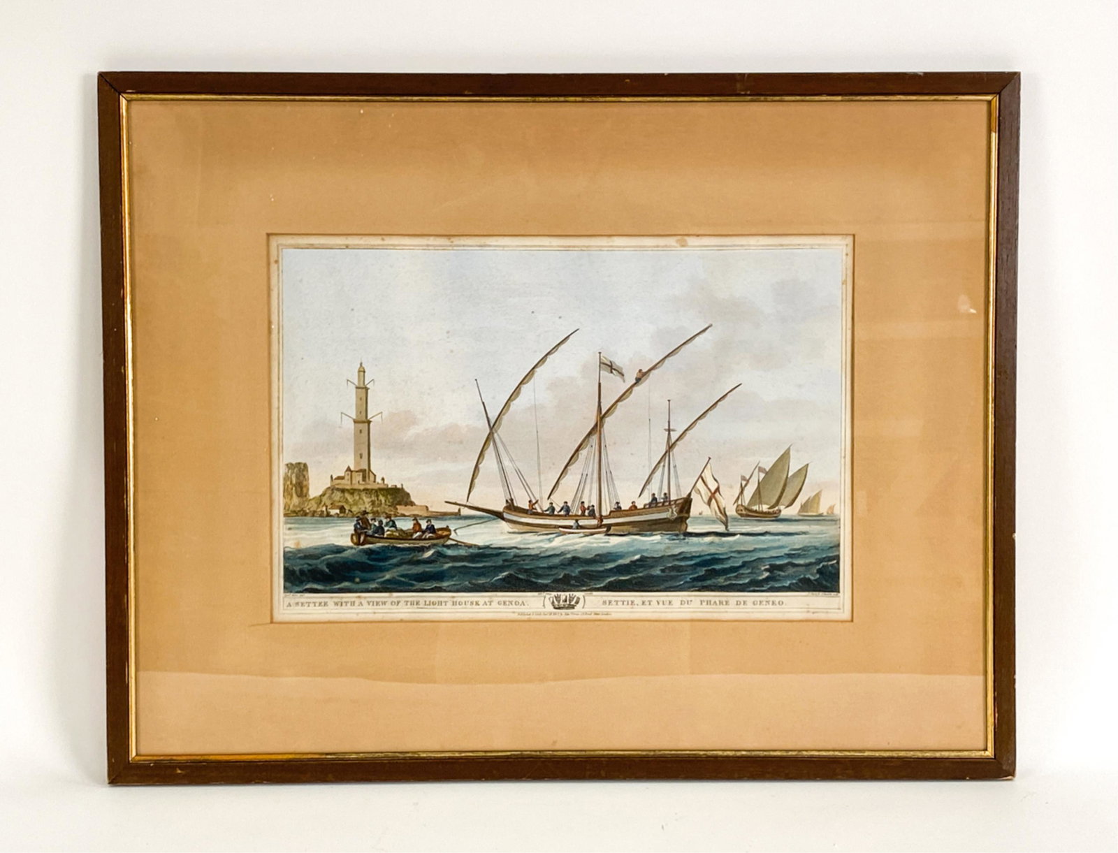 1807 COLOR AQUATINT LIGHTHOUSE AT GENOA ITALY (1 of 12)