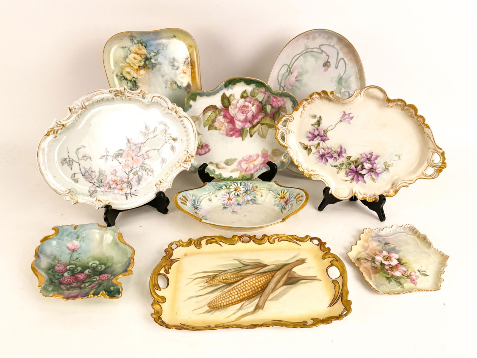 (9) HANDPAINTED LIMOGES TRAYS Jul 29, 2022 Westport Auction in CT