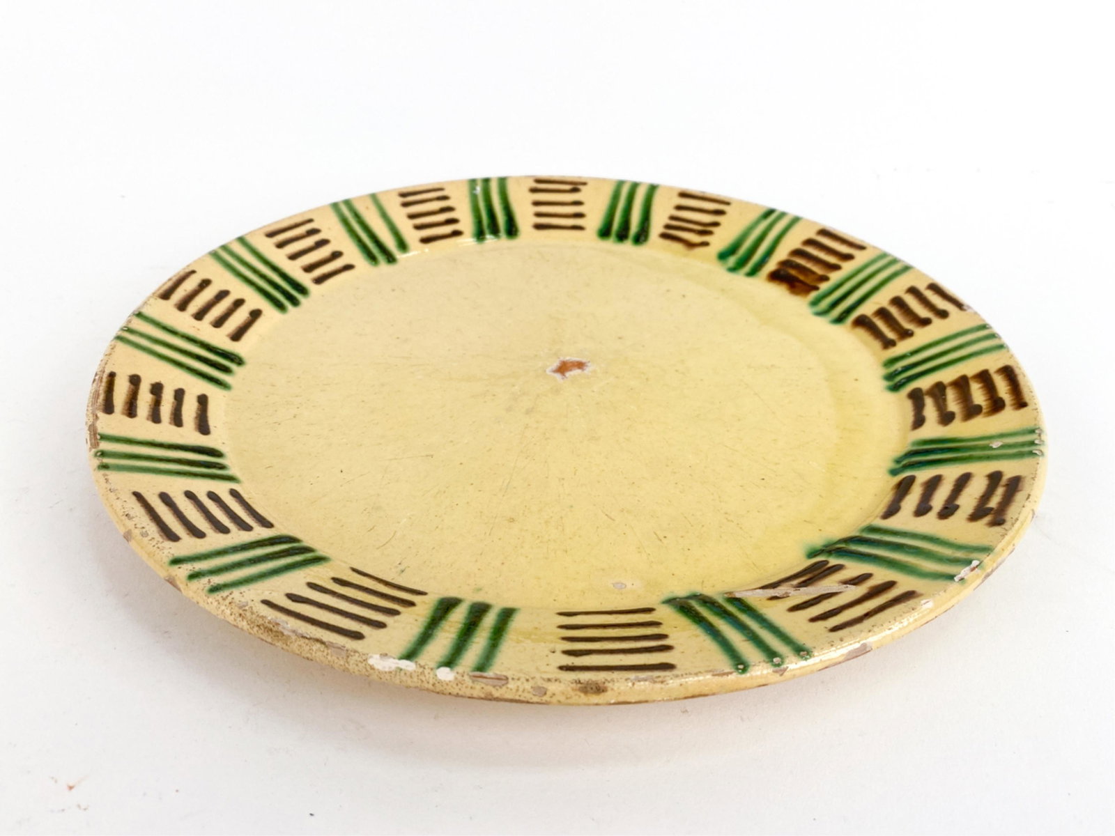 FRENCH ANTIQUE POTTERY LARGE SAVOIE PLATE (1 of 8)