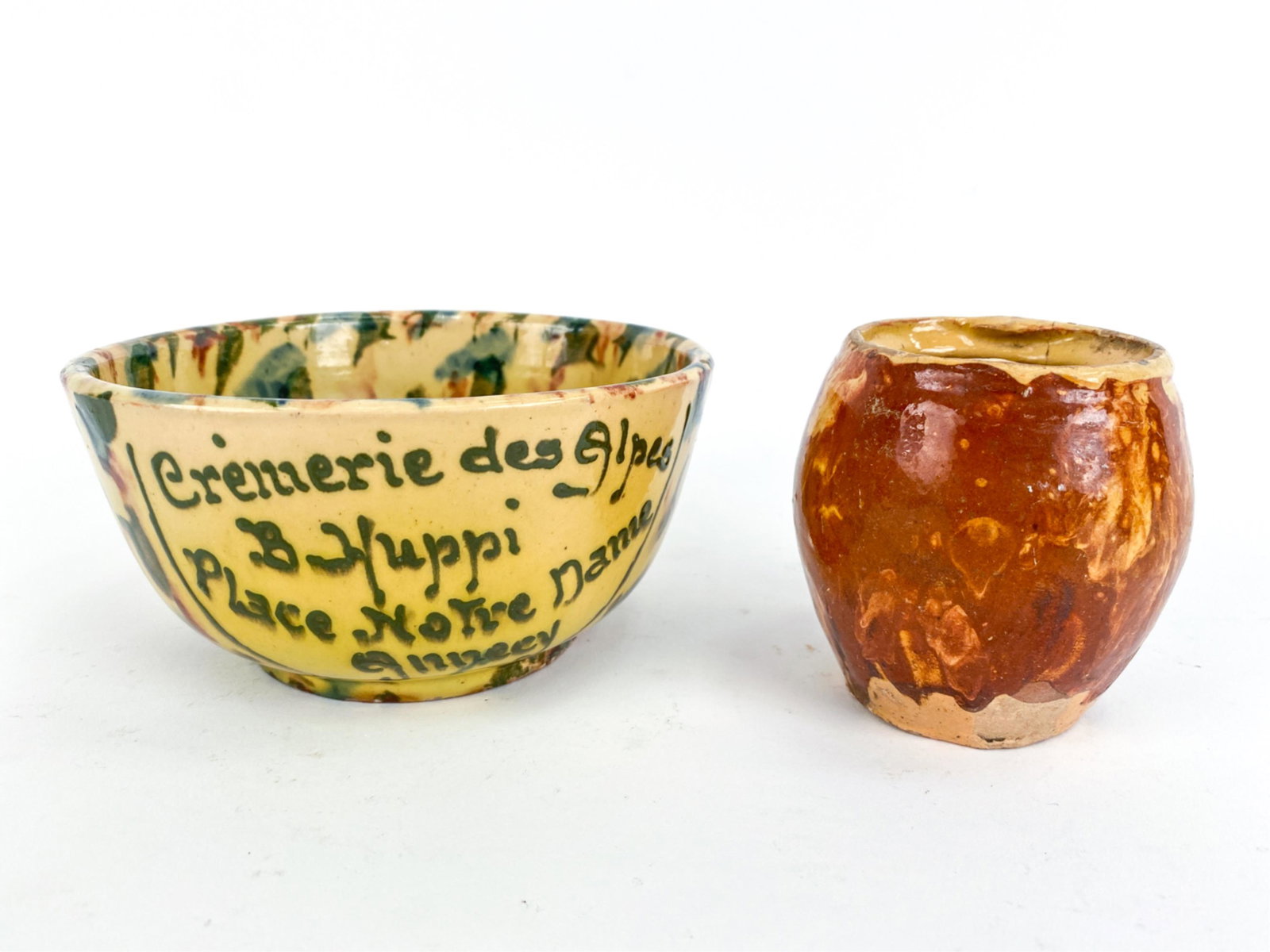 (2) ANTIQUE FRENCH POTTERY JASPE VESSELS (1 of 15)