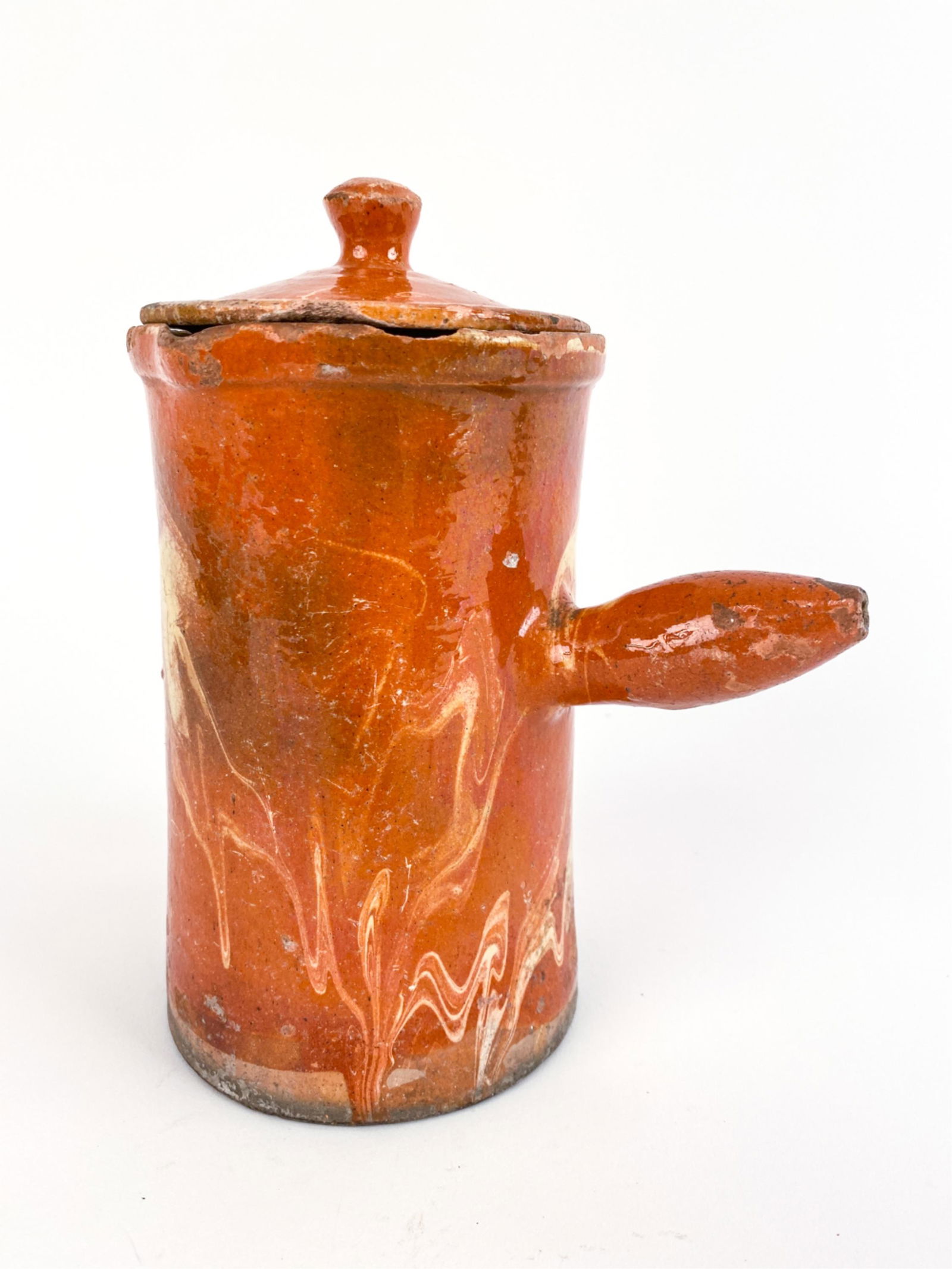 ANTIQUE FRENCH JASPE POTTERY COFFEE POT (1 of 13)