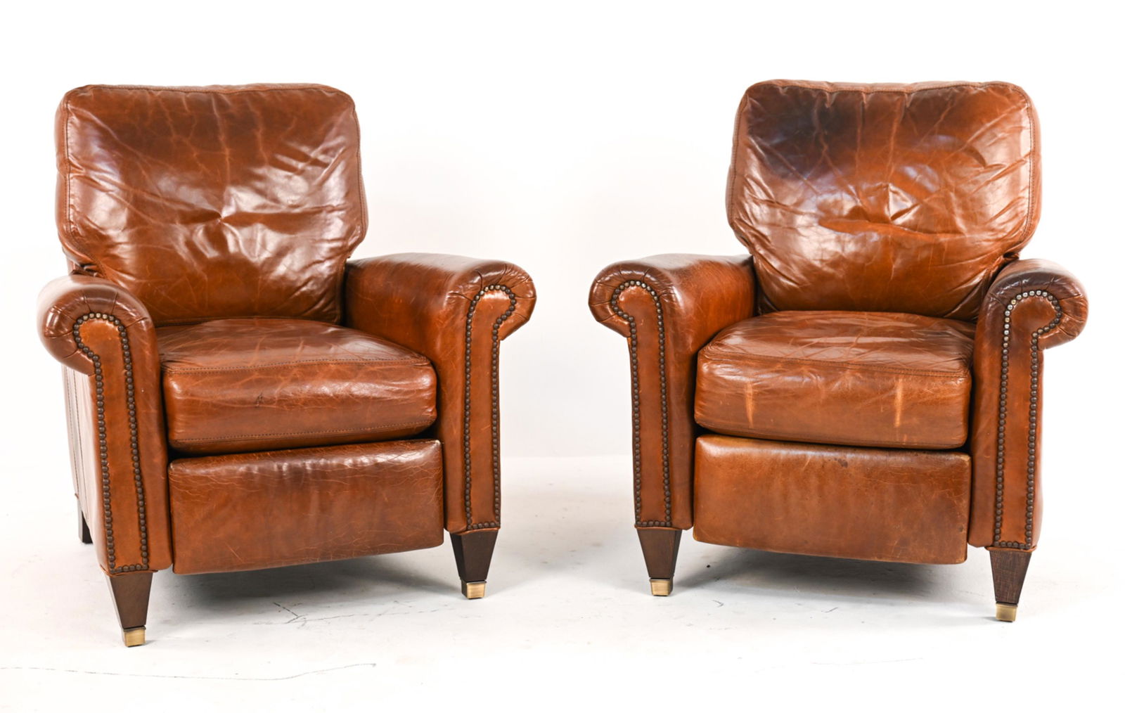 PAIR OF LILLIAN AUGUST COUTURE LEATHER RECLINERS (1 of 15)