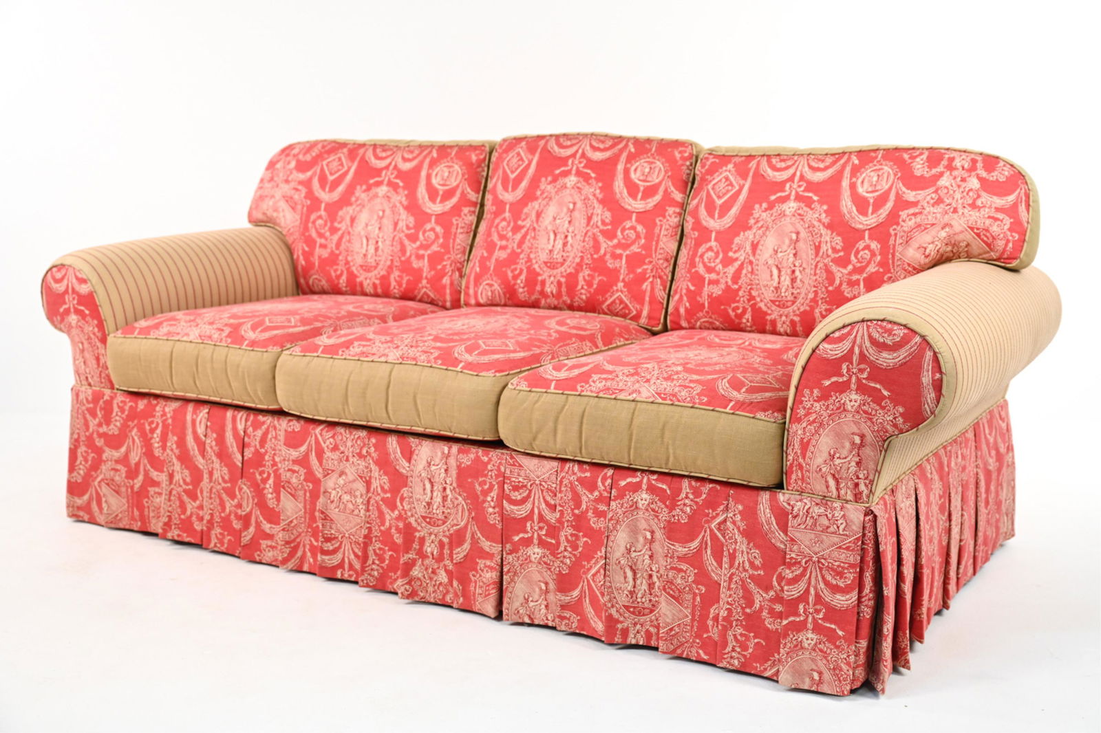 HICKORY HOUSE MIXED PRINT TOILE SKIRTED SOFA (1 of 9)