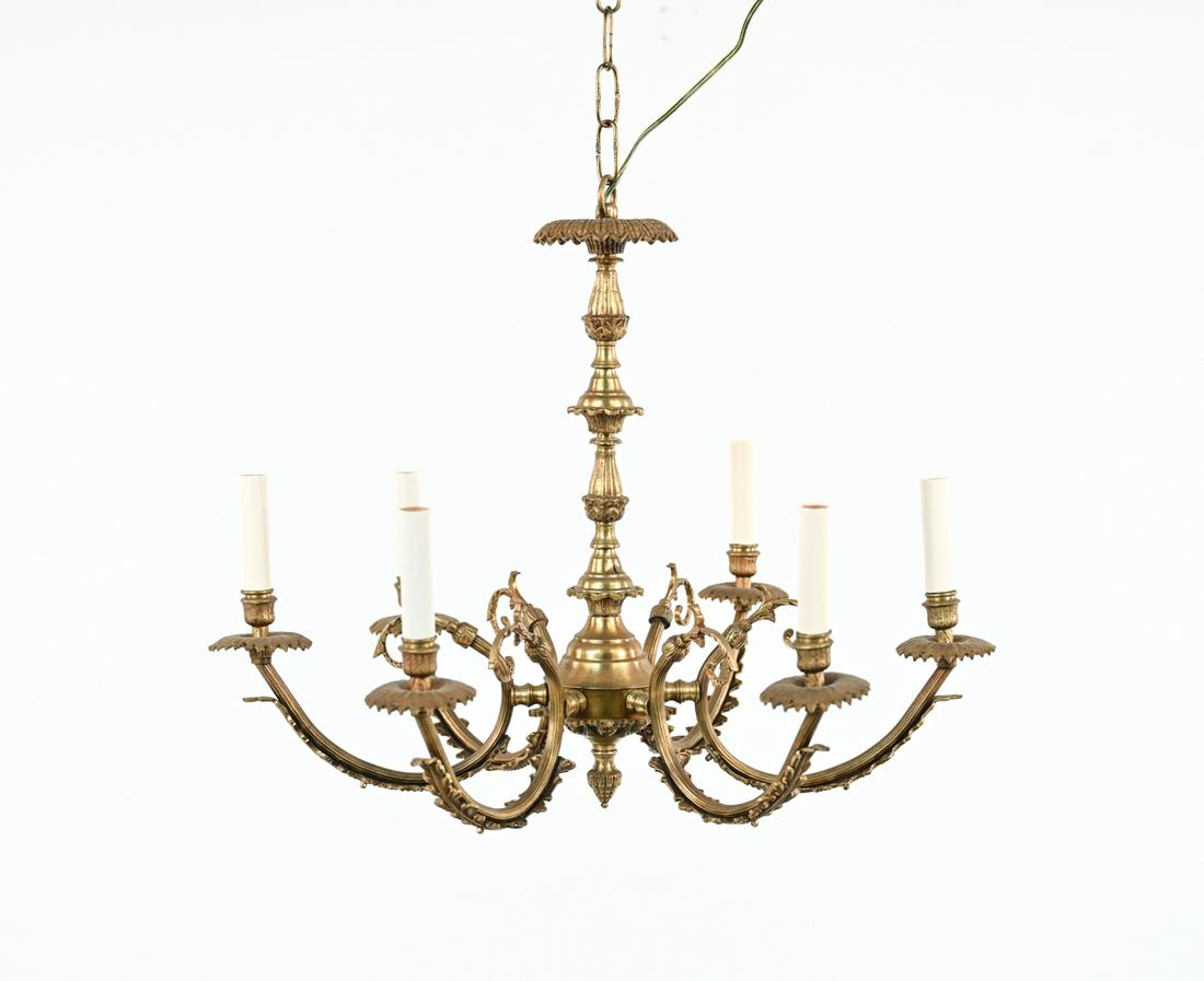 LOUIS XVI STYLE GILT BRONZE & BRASS CHANDELIER (1 of 11)