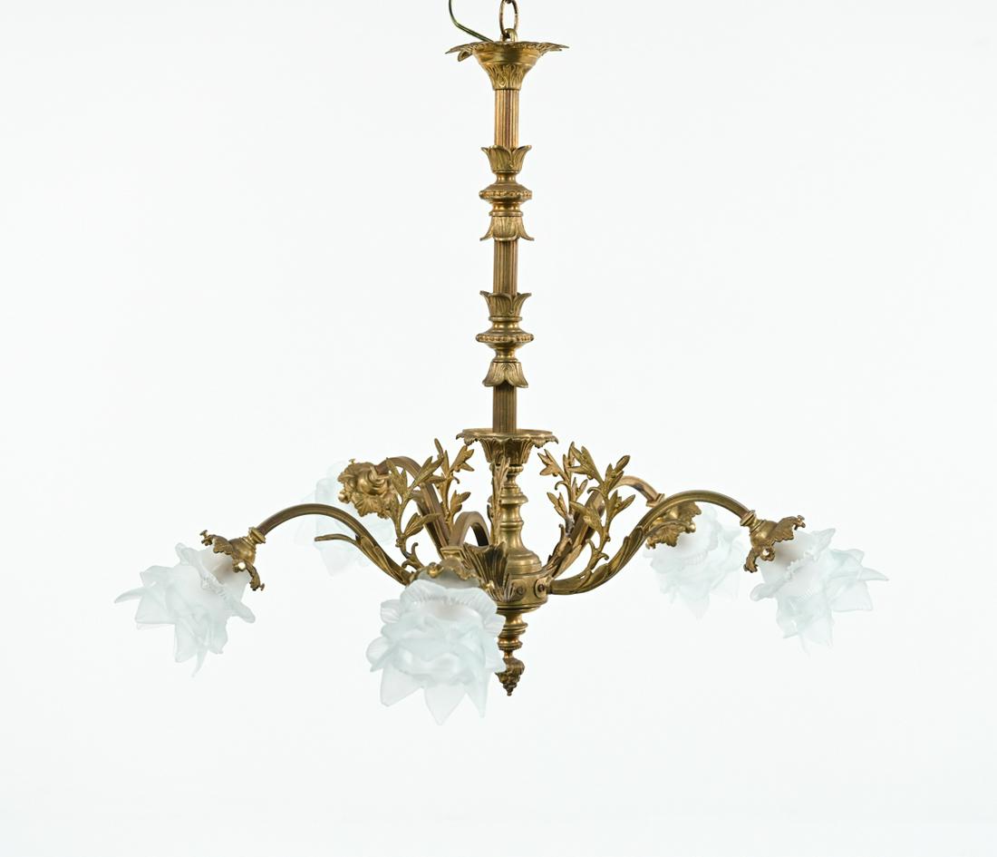 EARLY 20TH C. FRENCH GILT BRONZE CHANDELIER (1 of 16)