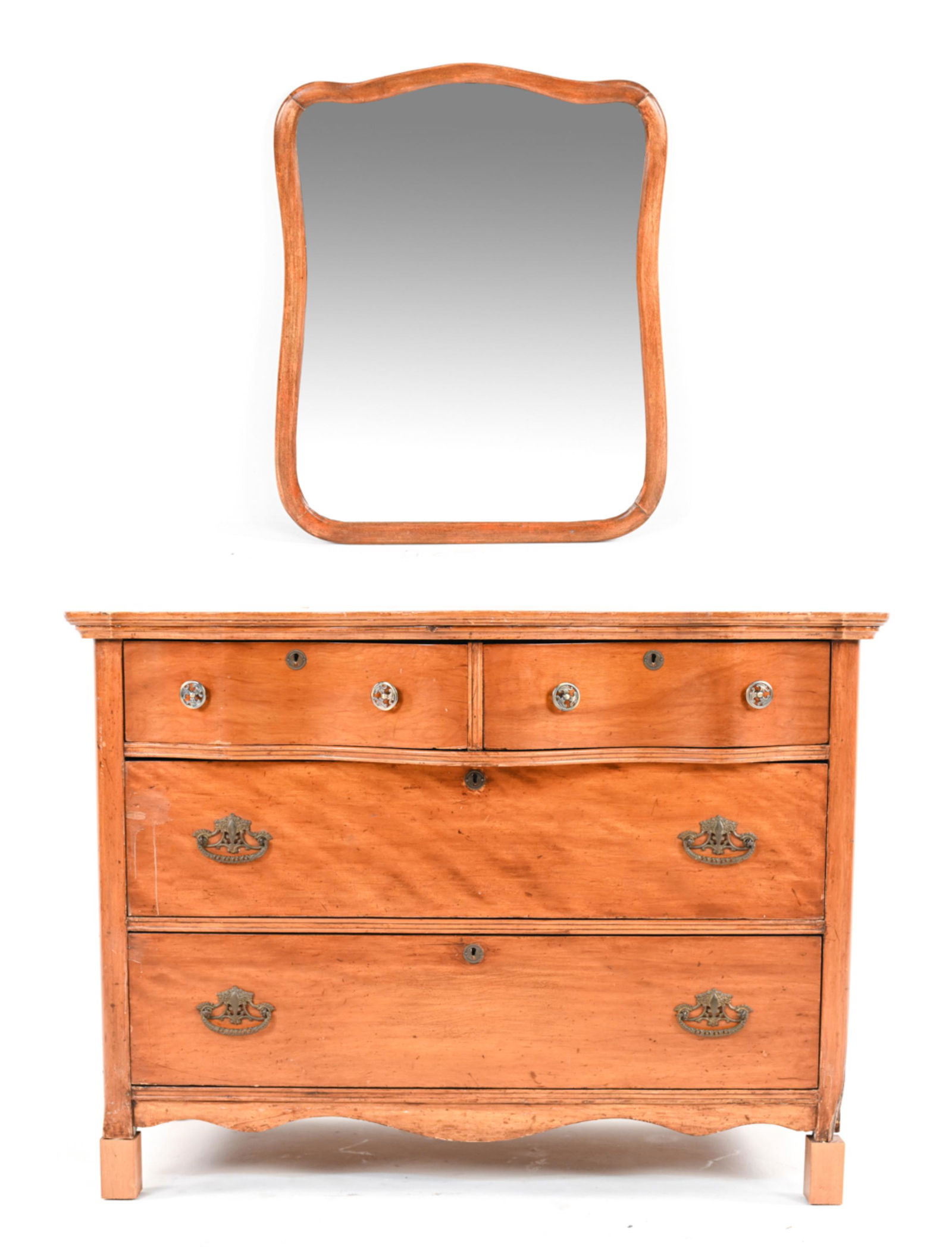ANTIQUE HOLLAND CO. SERPENTINE CHEST & MIRROR (1 of 20)