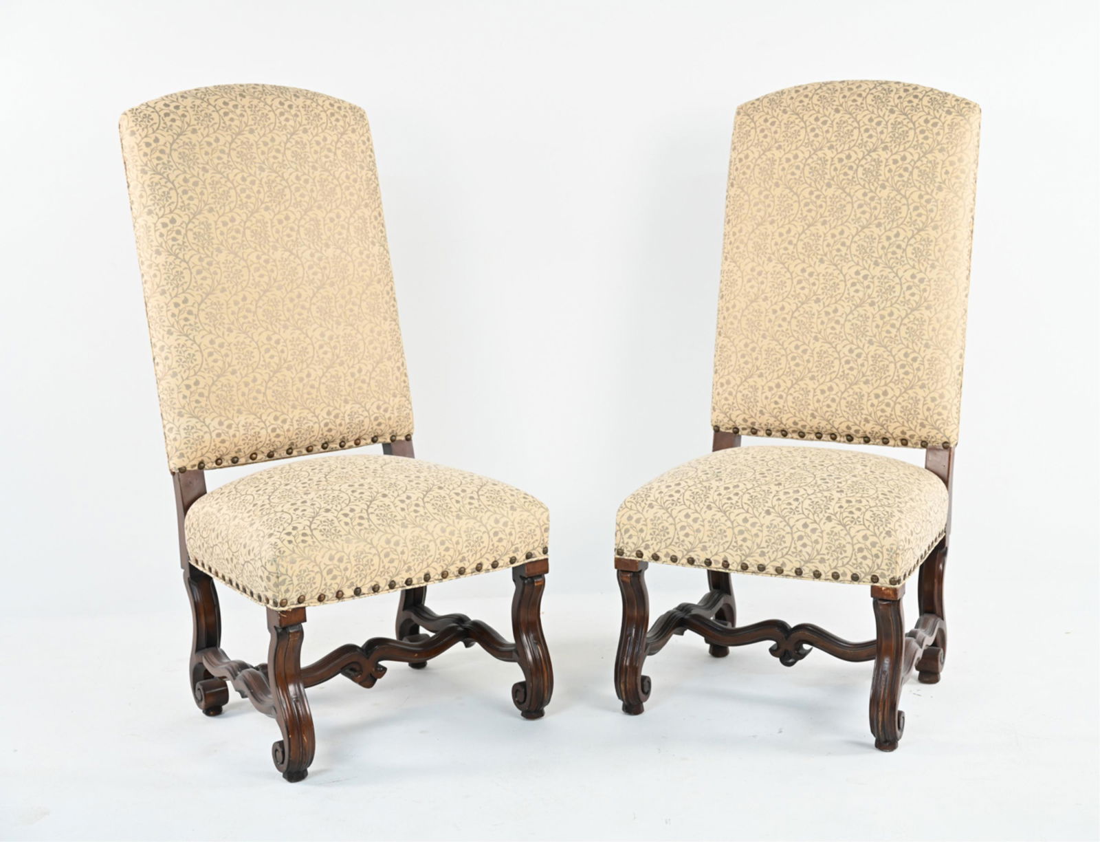 PAIR CONTEMPORARY LOUIS XIV-STYLE HIGH BACK CHAIRS (1 of 12)