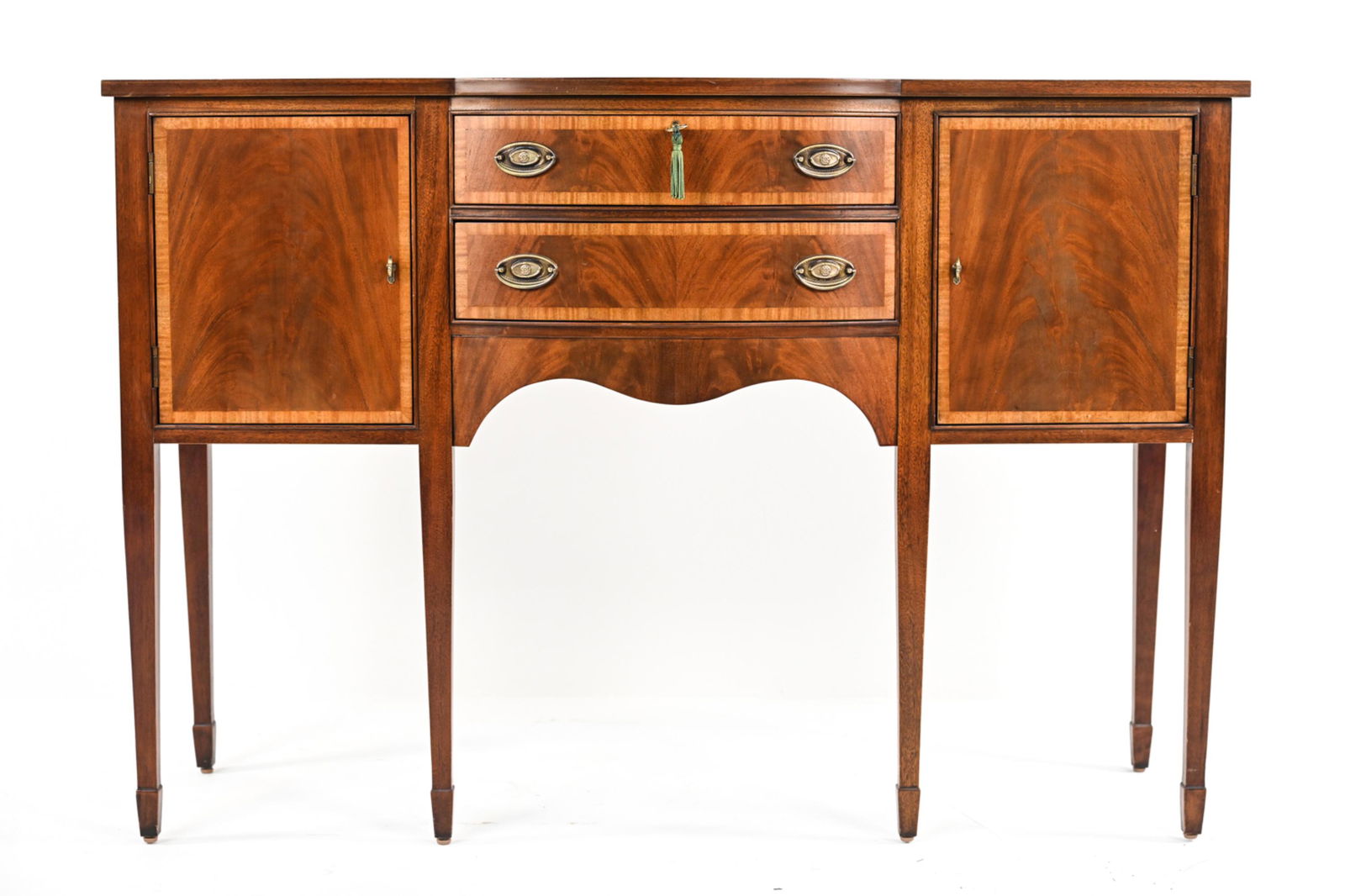 ETHAN ALLEN INLAID MAHOGANY BOW-FRONT SIDEBOARD (1 of 10)